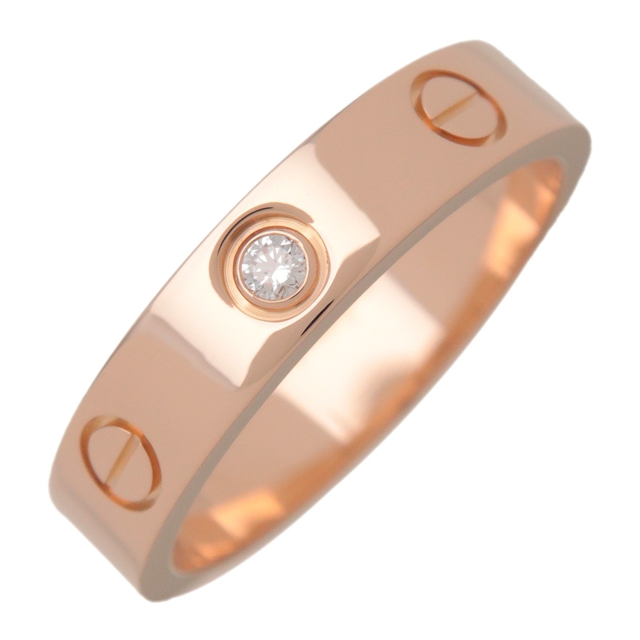 Cartier Love Wedding Band 1 Diamond 18K Rose Gold With Diamond Gold Rose_Gold Ring Jewelry (Pre-Owned)