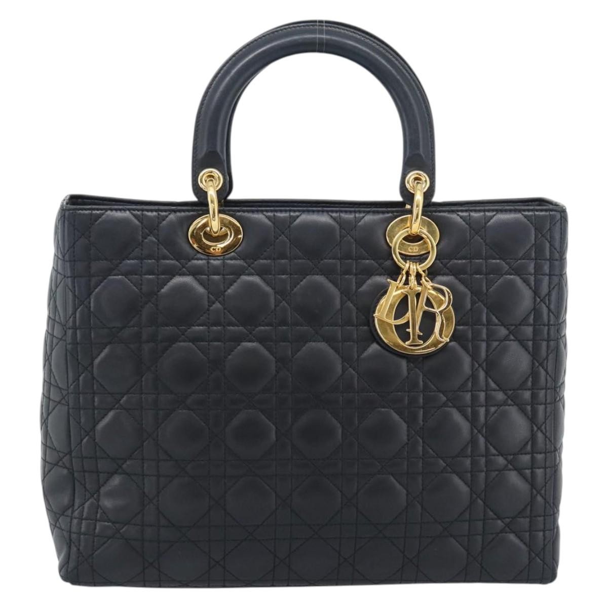Christian Dior Lady Dior Leather Black Leather Handbag (Pre-Owned)