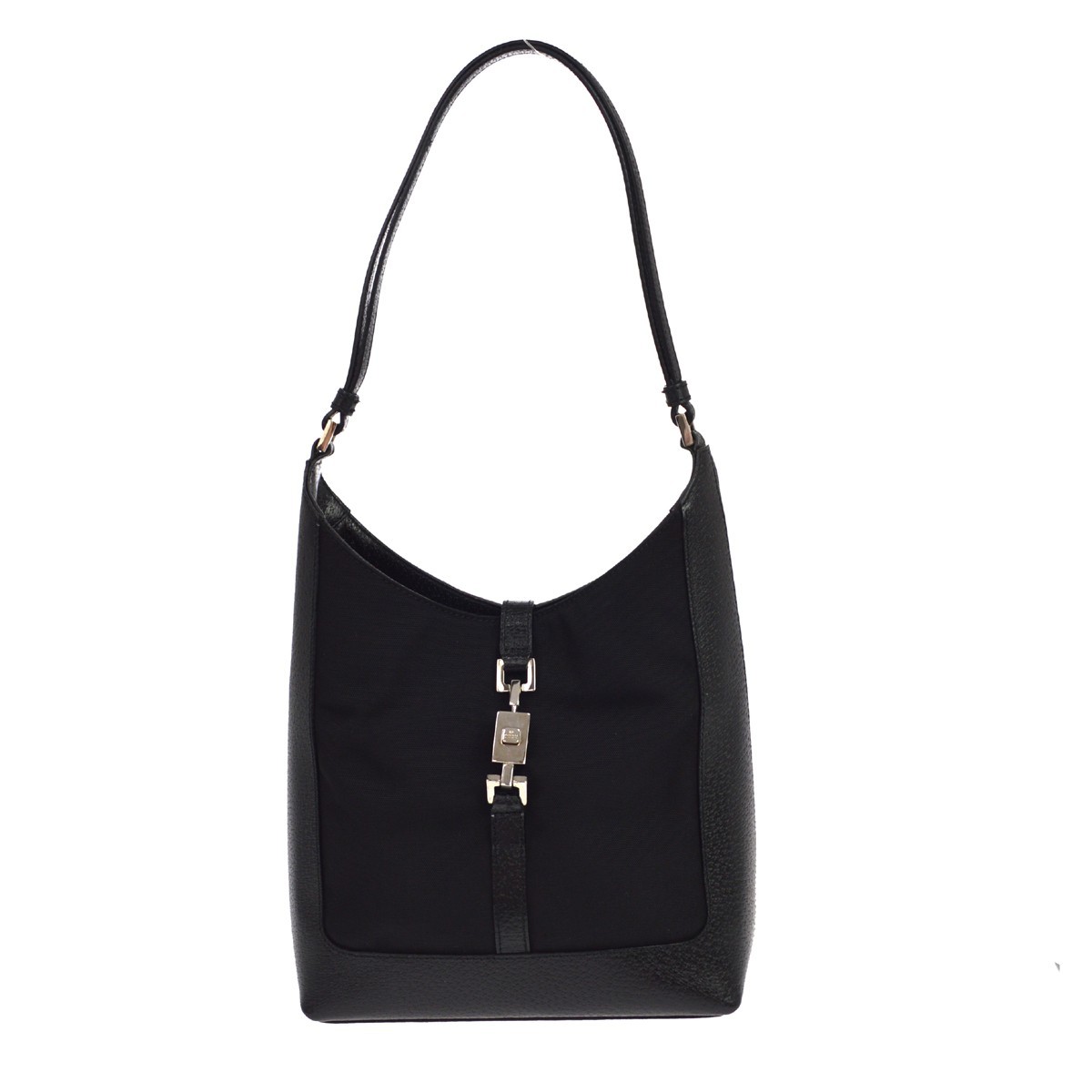 Gucci Vintage Jackie O Hobo Canvas And Leather Black Leather Shoulder Bag Bag (Pre-Owned)