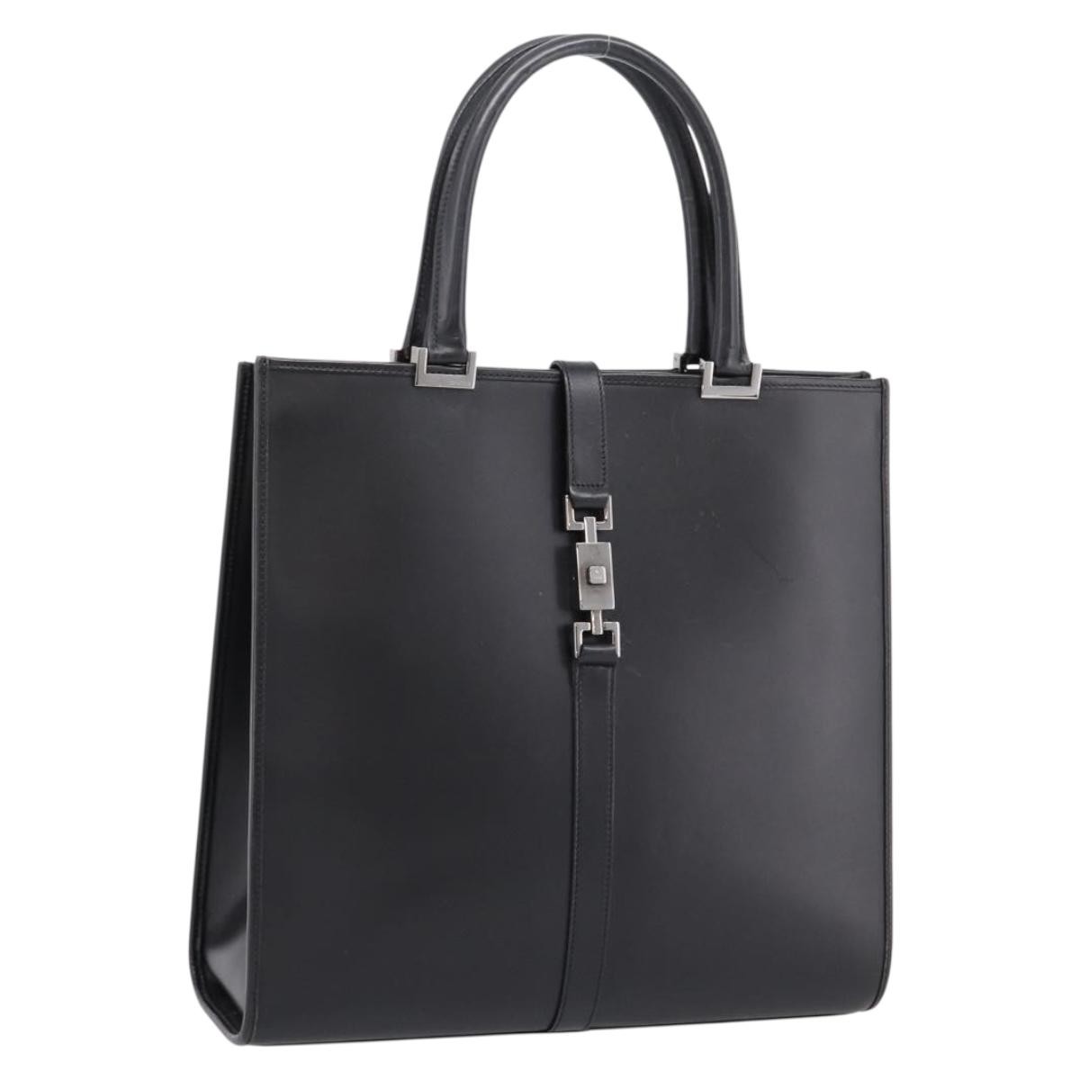 Gucci Jackie Leather Black Leather Tote Bag Bag (Pre-Owned)