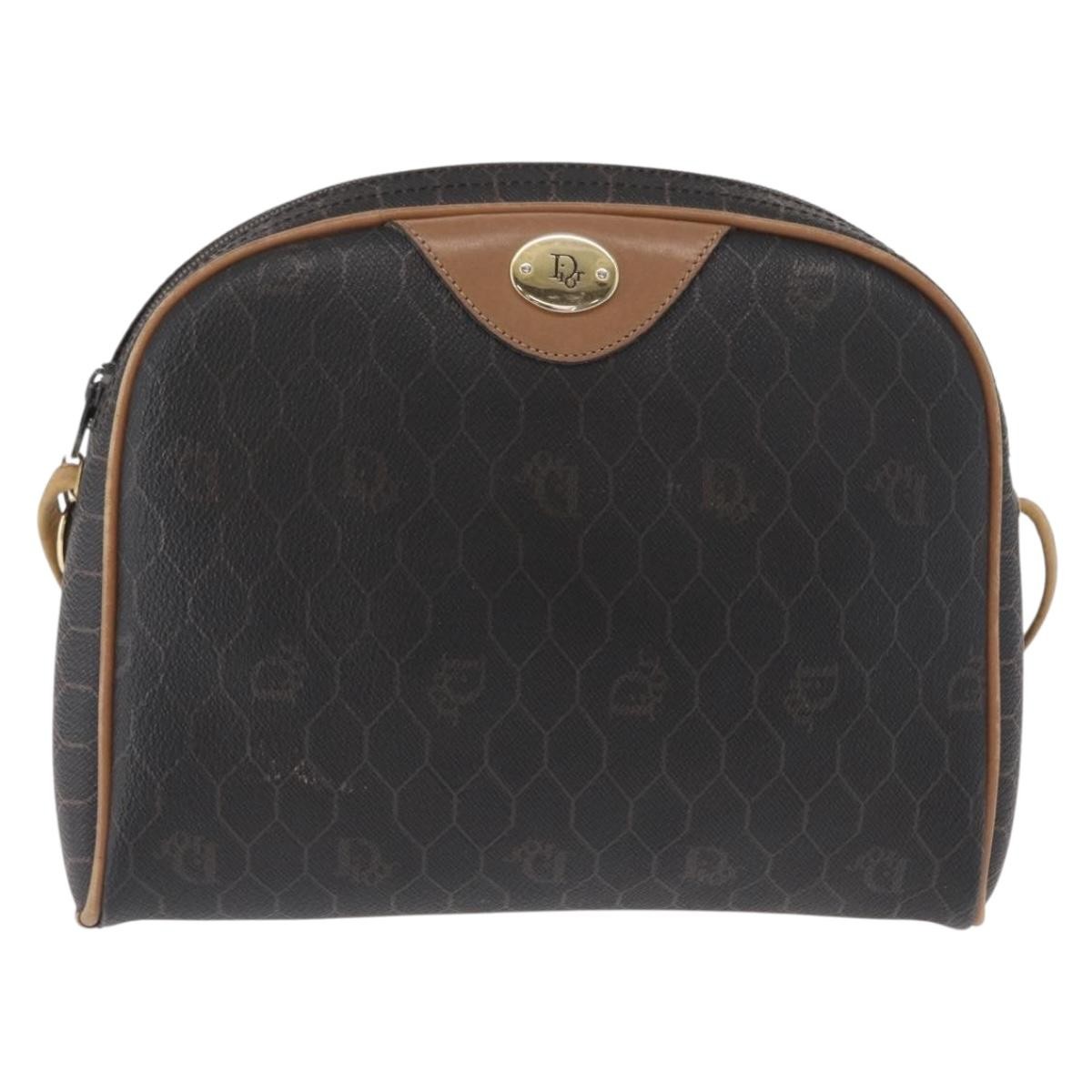 Christian Dior Vintage Honeycomb Zip Coated Canvas Black Canvas Clutche & Pouche Bag (Pre-Owned)