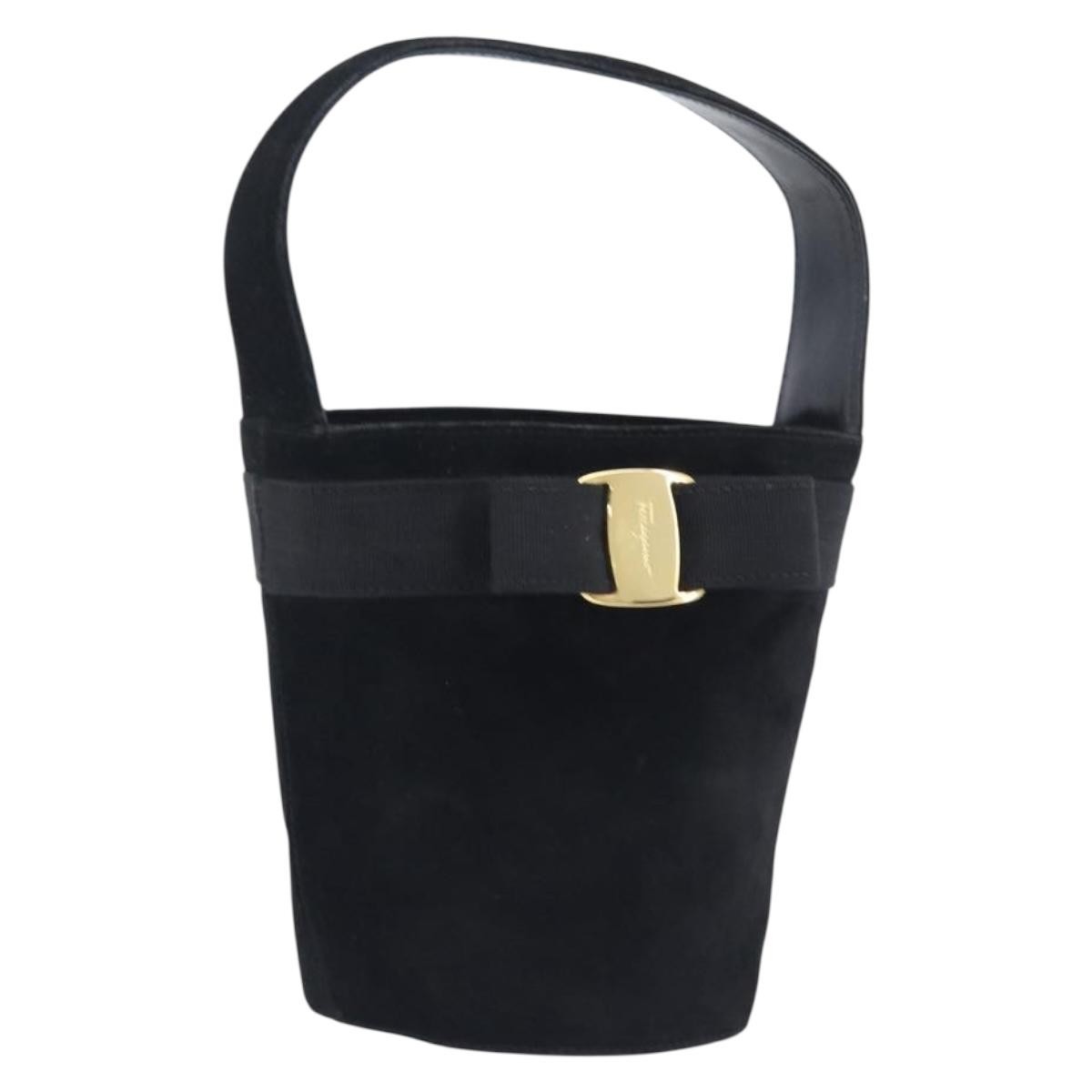 Salvatore Ferragamo Vala Suede Black Suede Shoulder Bag Bag (Pre-Owned)