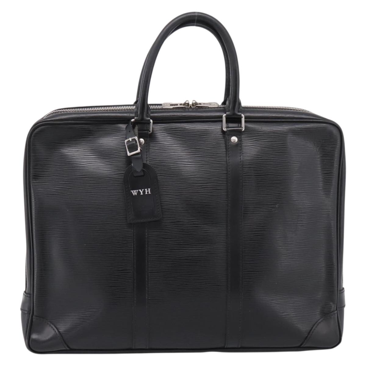 Louis Vuitton Porte-Documents Voyage Epi Leather Black Leather Briefcase Bag (Pre-Owned)