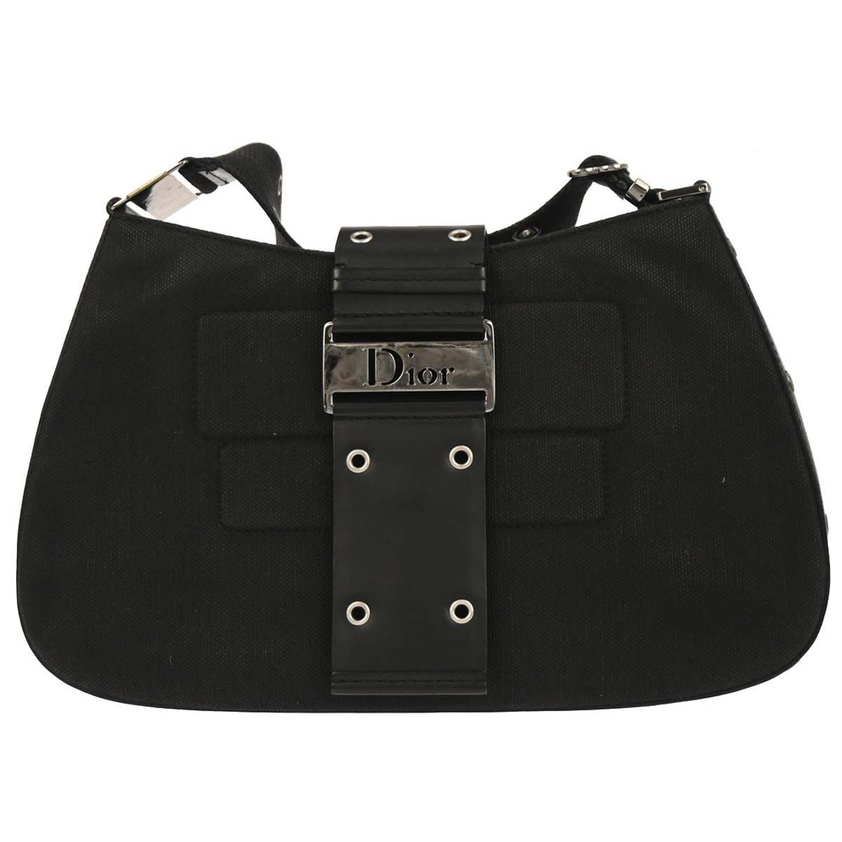 Christian Dior Vintage Street Chic Columbus Canvas Black Canvas Shoulder Bag Bag (Pre-Owned)