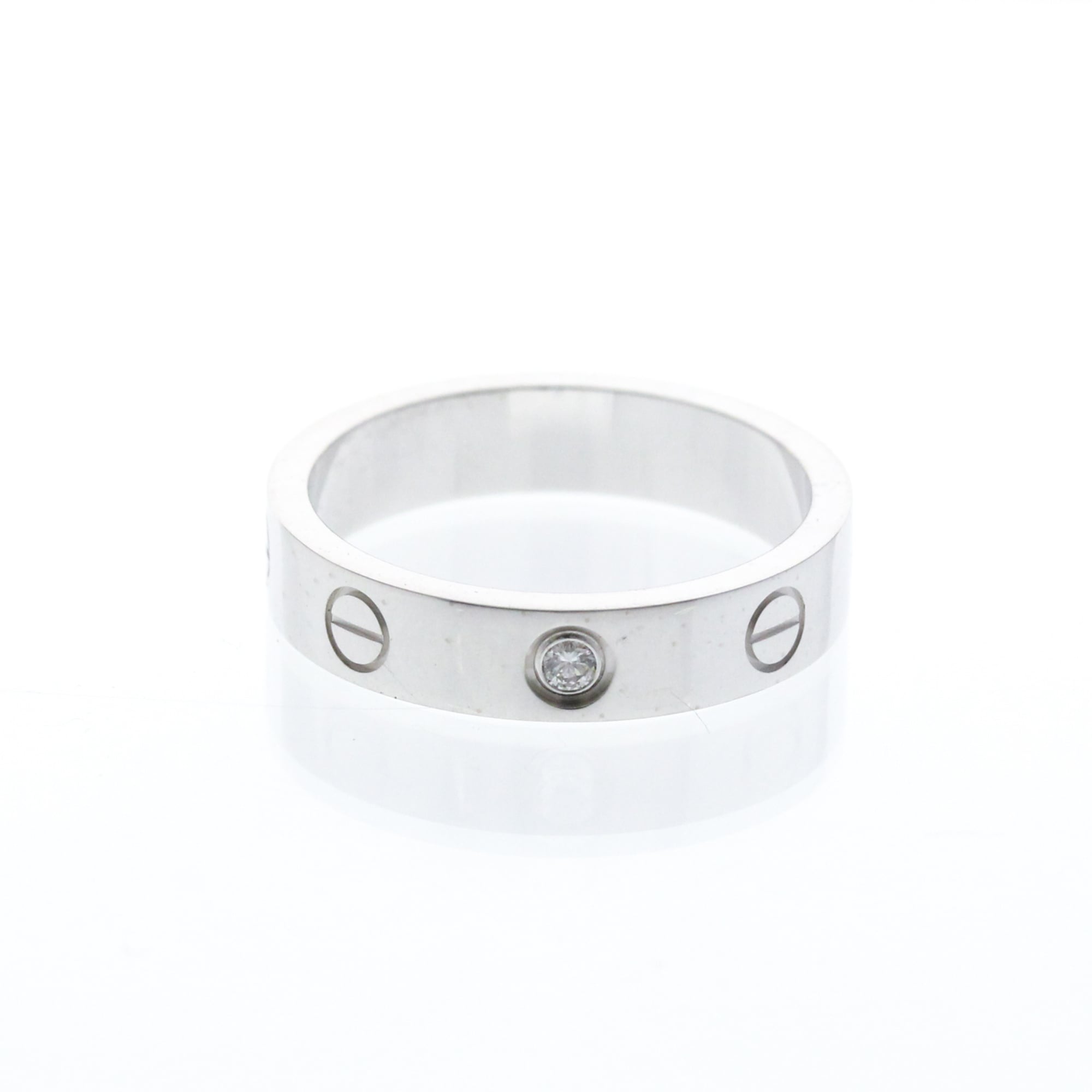Cartier Love 1 Diamond Band White Gold And Diamond Silver White_Gold Ring Jewelry (Pre-Owned)
