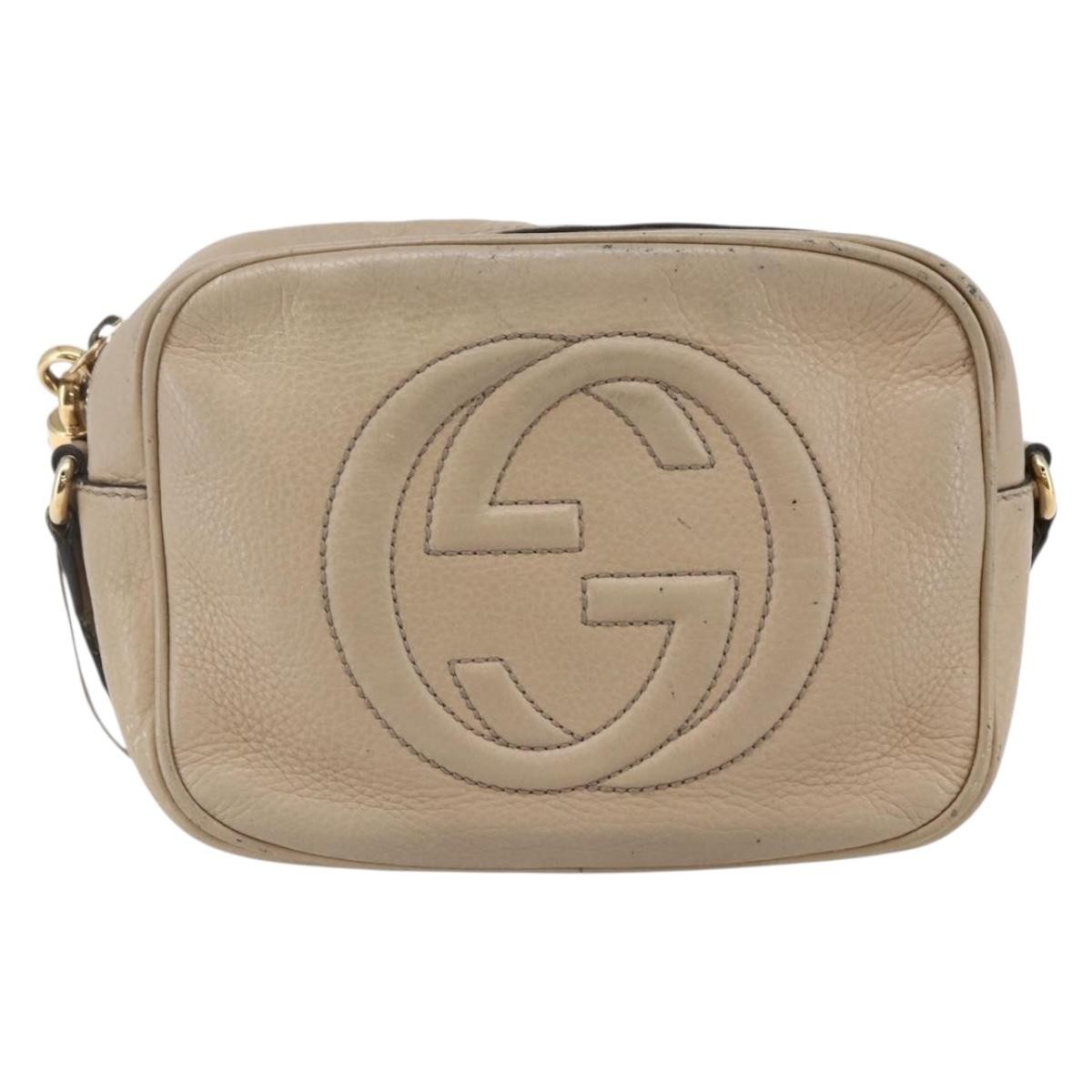 Gucci Soho Disco Leather Beige Leather Crossbody Bag Bag (Pre-Owned)
