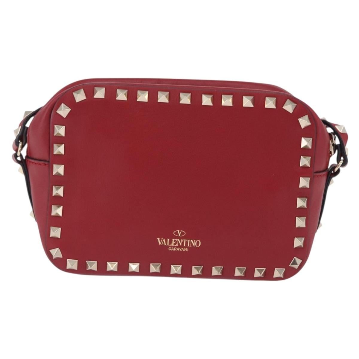 Valentino Garavani Rockstud Camera Leather Red Leather Crossbody Bag Bag (Pre-Owned)