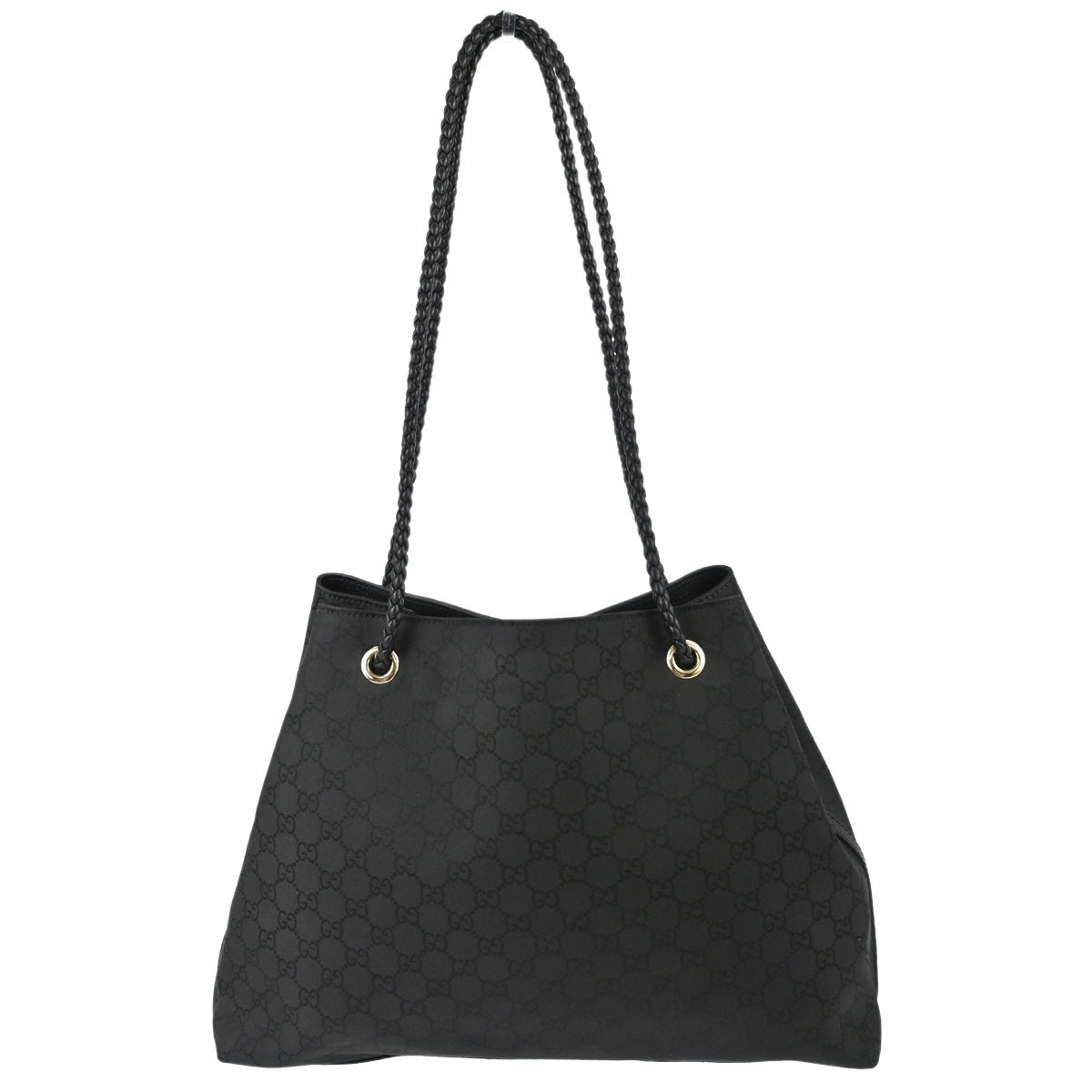 Gucci Vintage Open Shoulder Bag (Outlet) Gg Canvas With Leather Black Canvas Shoulder Bag Bag (Pre-Owned)