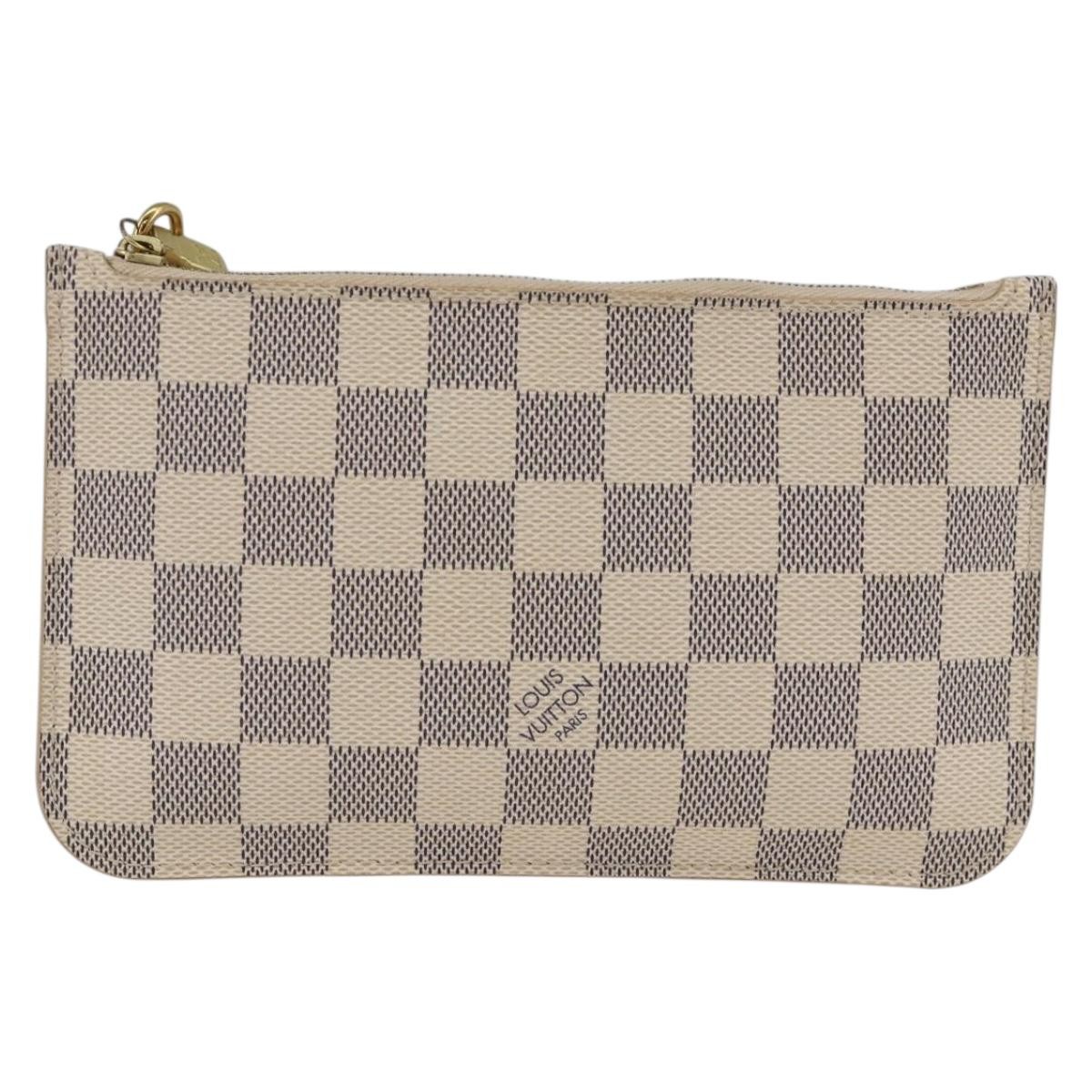 Louis Vuitton Neverfull Pochette Damier White Canvas Clutche & Pouche Bag (Pre-Owned)