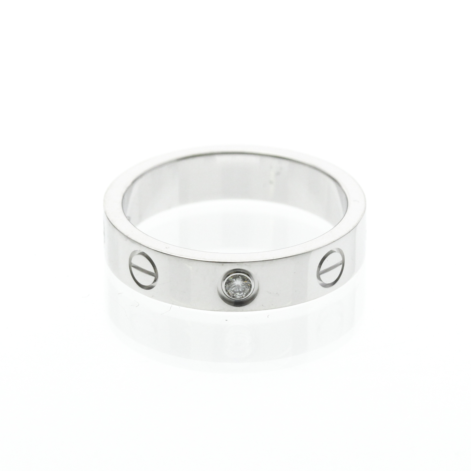 Cartier Love Wedding Band 1 Diamond 18K White Gold With Diamond Silver White_Gold Ring Jewelry (Pre-Owned)