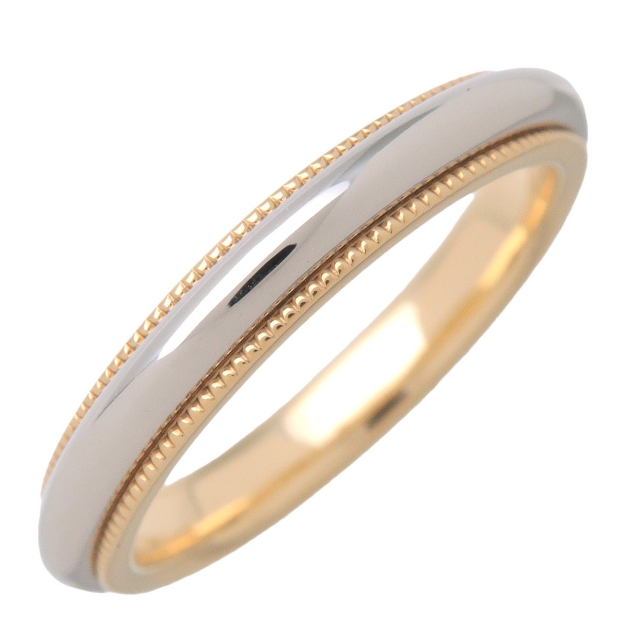 Tiffany & Co. Classic Milgrain Band Platinum With 18K Yellow Gold Yellow Yellow_Gold Ring Jewelry (Pre-Owned)