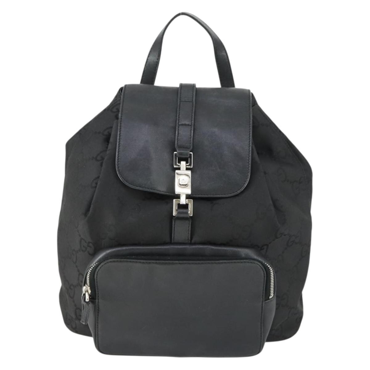 Gucci Vintage Jackie Gg Canvas Black Canvas Backpack Bag (Pre-Owned)