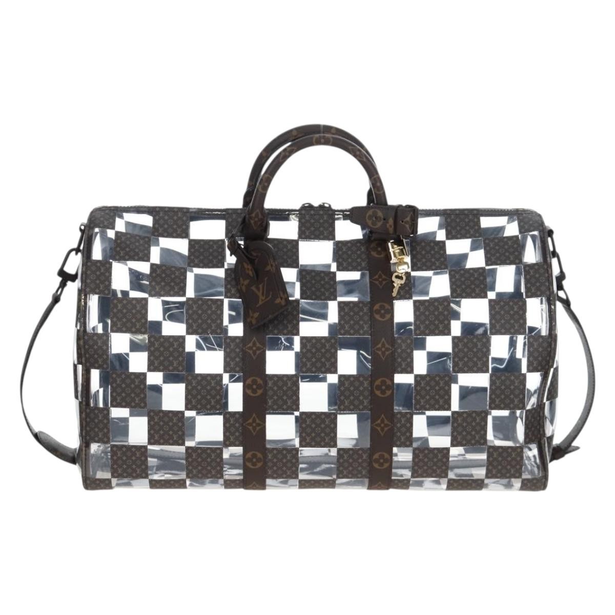 Louis Vuitton Keepall Bandouliere Monogram Chess Coated Canvas And Pvc Brown Canvas Travel Bag Bag (Pre-Owned)