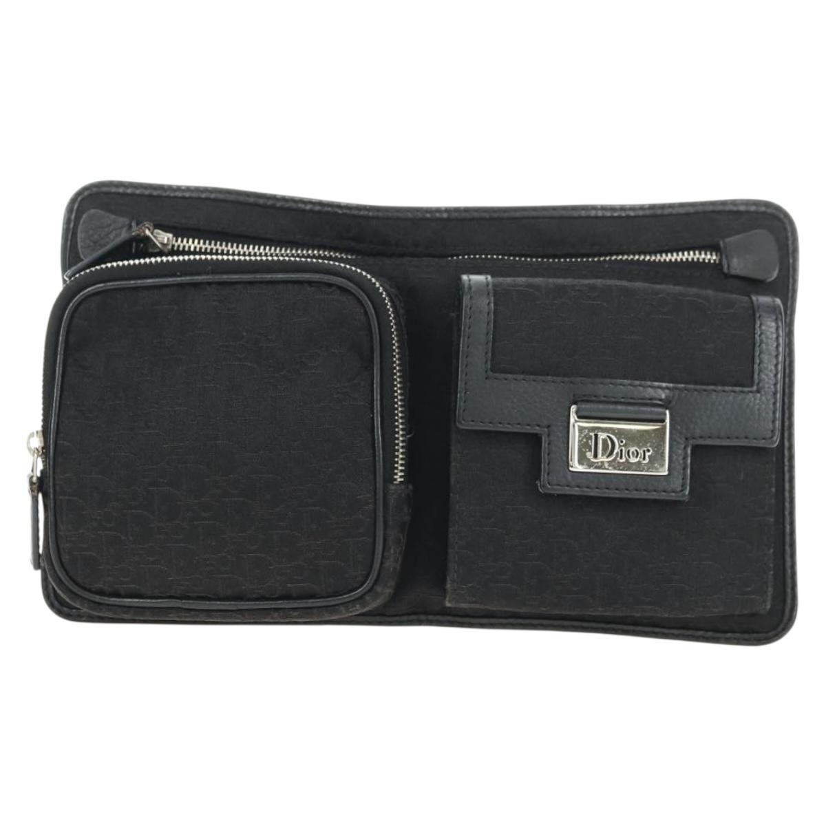 Christian Dior Vintage Street Chic Belt Diorissimo Canvas Black Canvas Handbag (Pre-Owned)