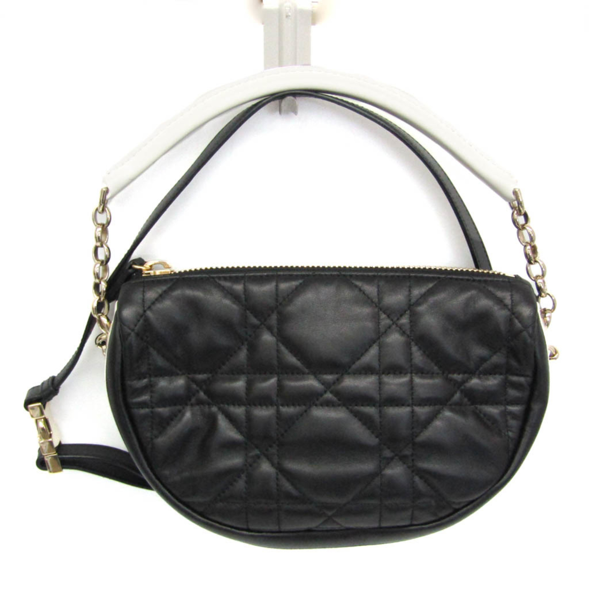 Christian Dior Vibe Hobo Cannage Quilt Lambskin Black Leather Shoulder Bag Bag (Pre-Owned)