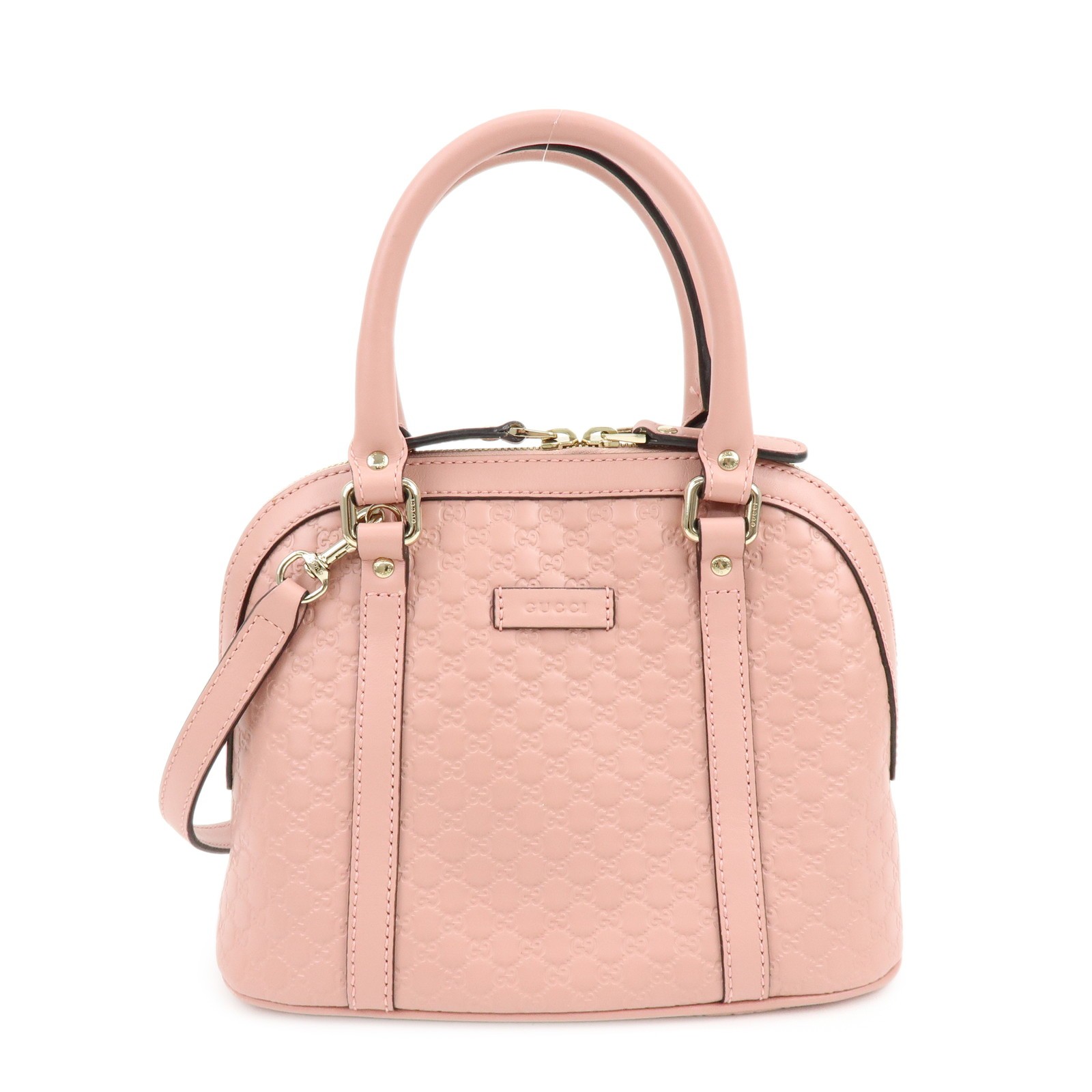 Gucci Gg Charm Convertible Dome Satchel Guccissima Leather Pink Leather Handbag (Pre-Owned)