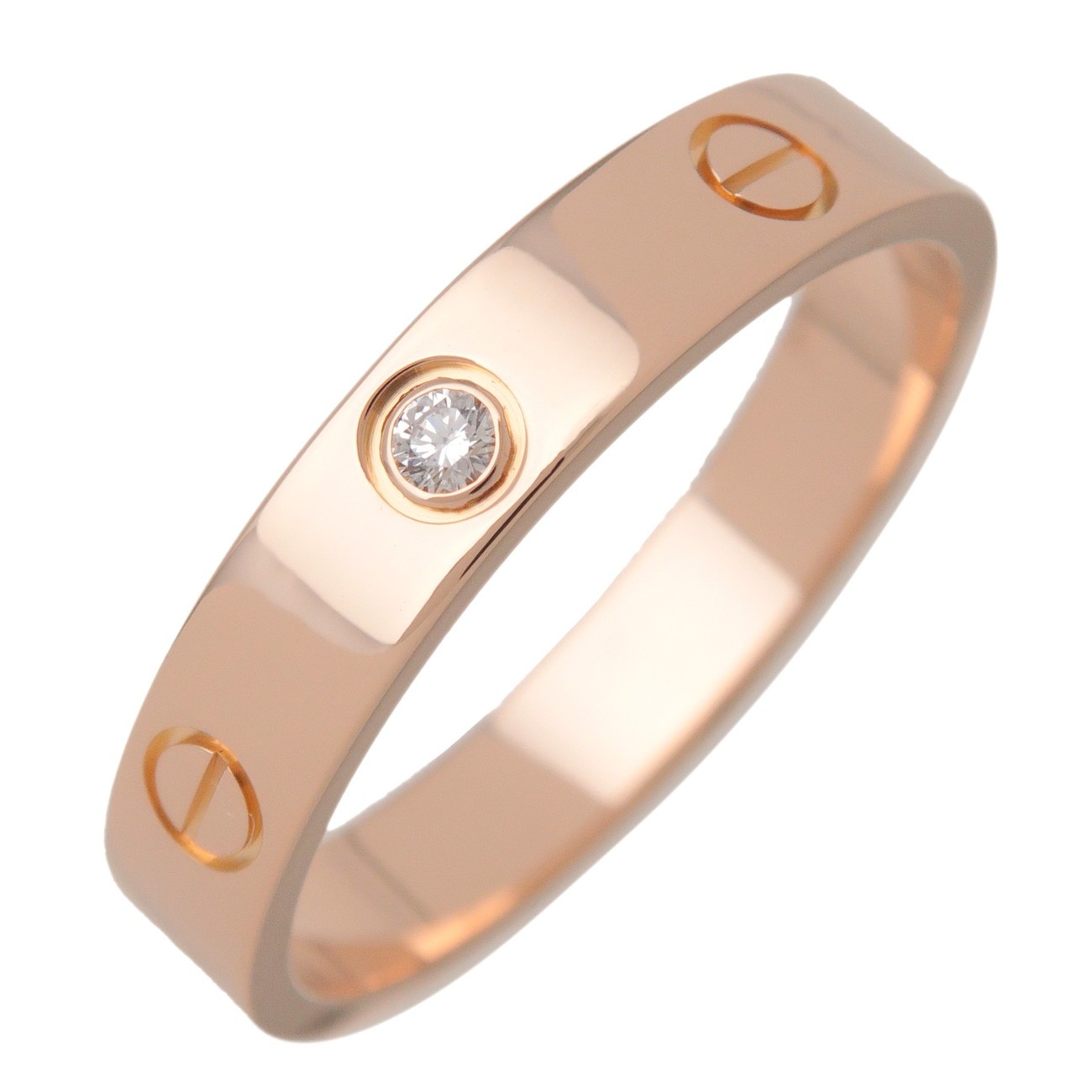 Cartier Love Wedding Band 1 Diamond 18K Rose Gold With Diamond Gold Rose_Gold Ring Jewelry (Pre-Owned)