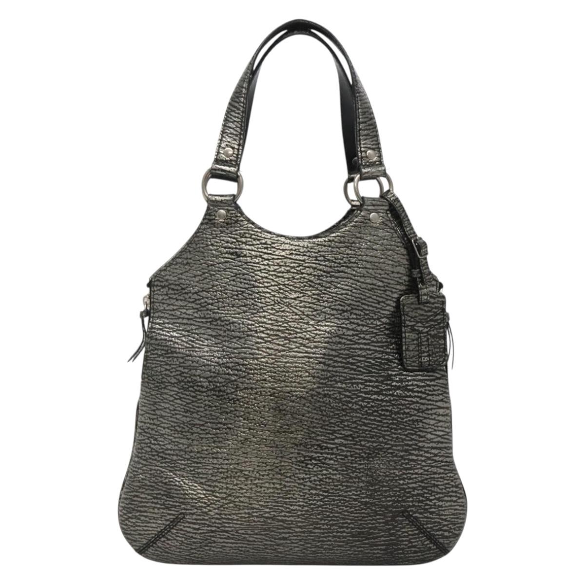 Saint Laurent Tribute Patent Silver Leather Tote Bag Bag (Pre-Owned)