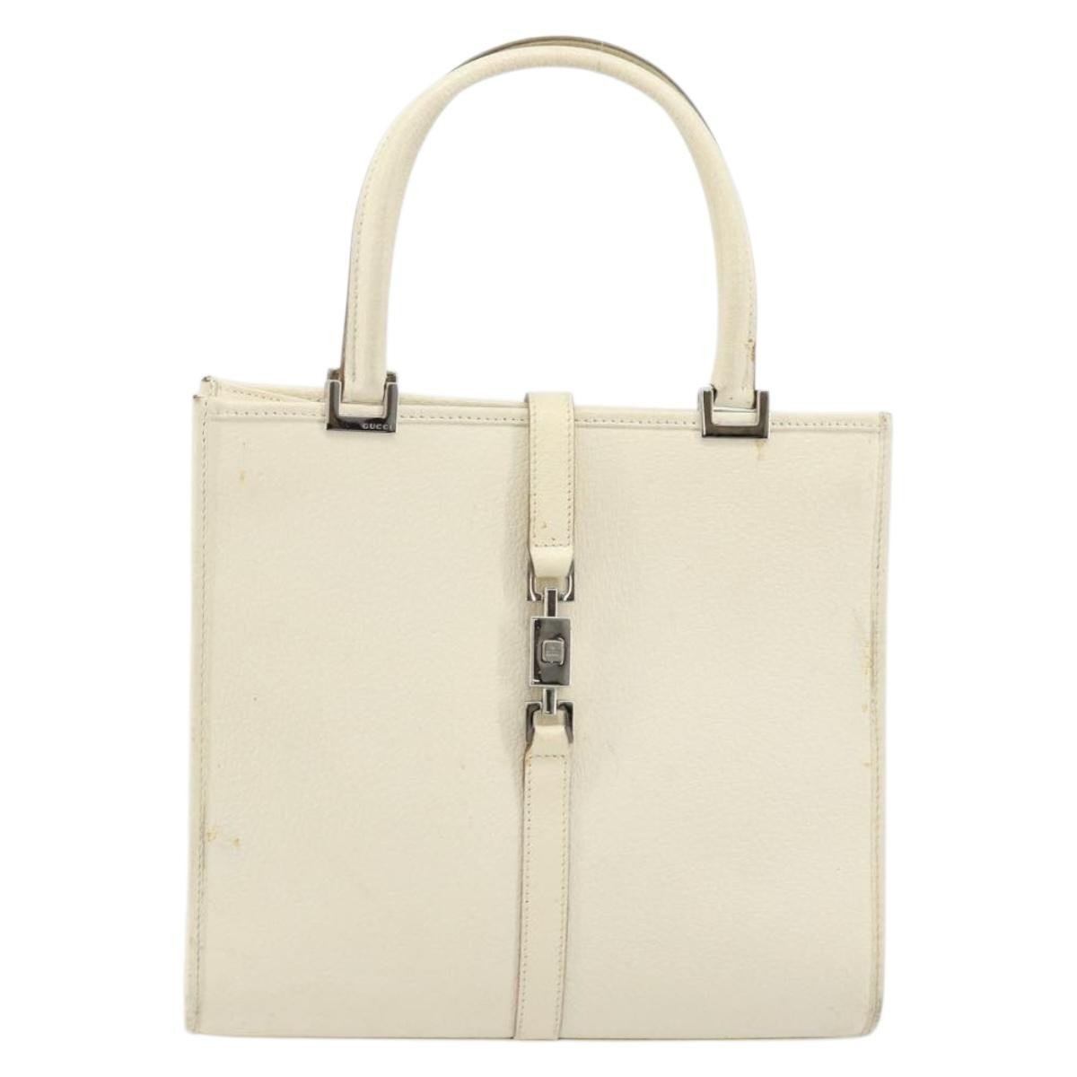 Gucci Vintage Jackie Gg Canvas Silver Leather Handbag (Pre-Owned)