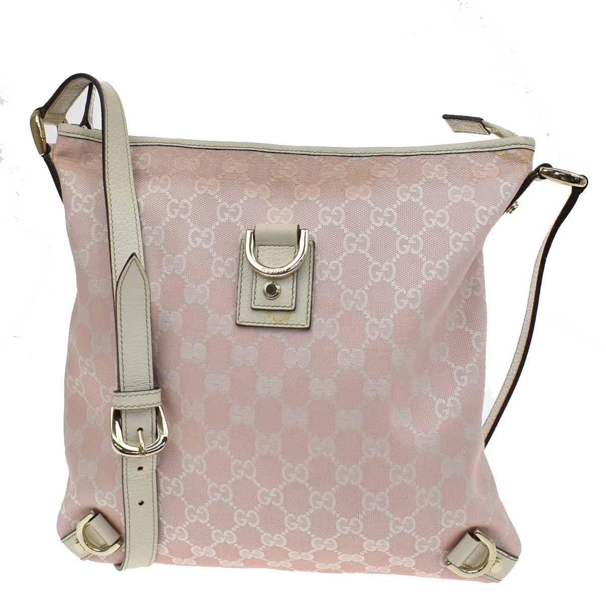 Gucci Abbey D-Ring Messenger Gg Canvas Pink Canvas Handbag (Pre-Owned)