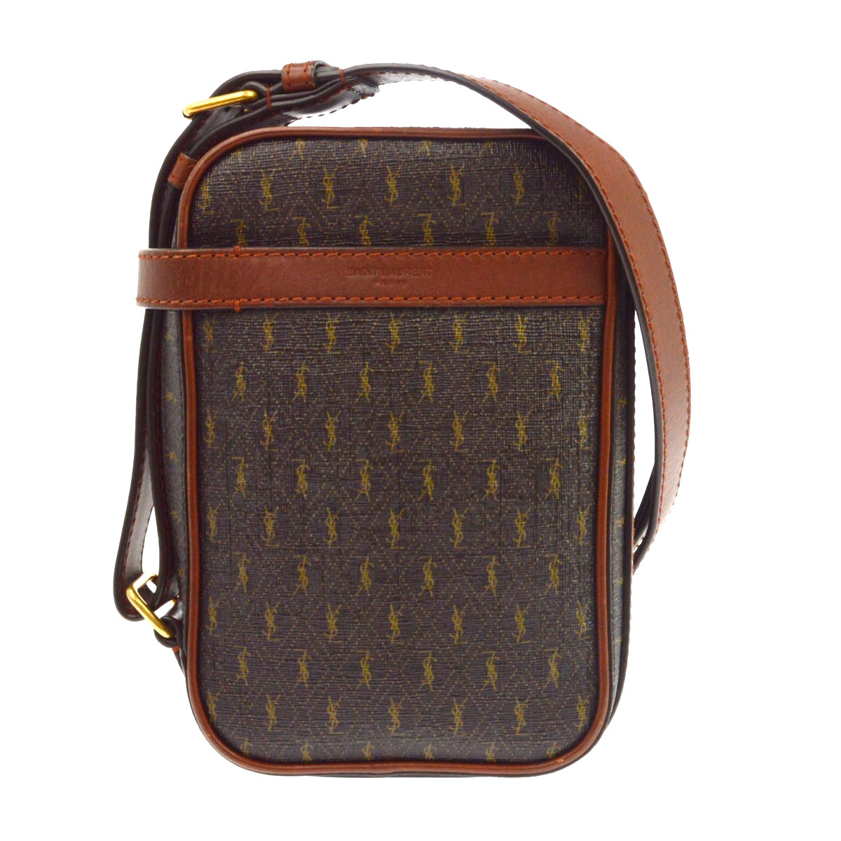 Saint Laurent Le Monogramme Monogram All Over Coated Canvas And Leather Brown Canvas Crossbody Bag Bag (Pre-Owned)