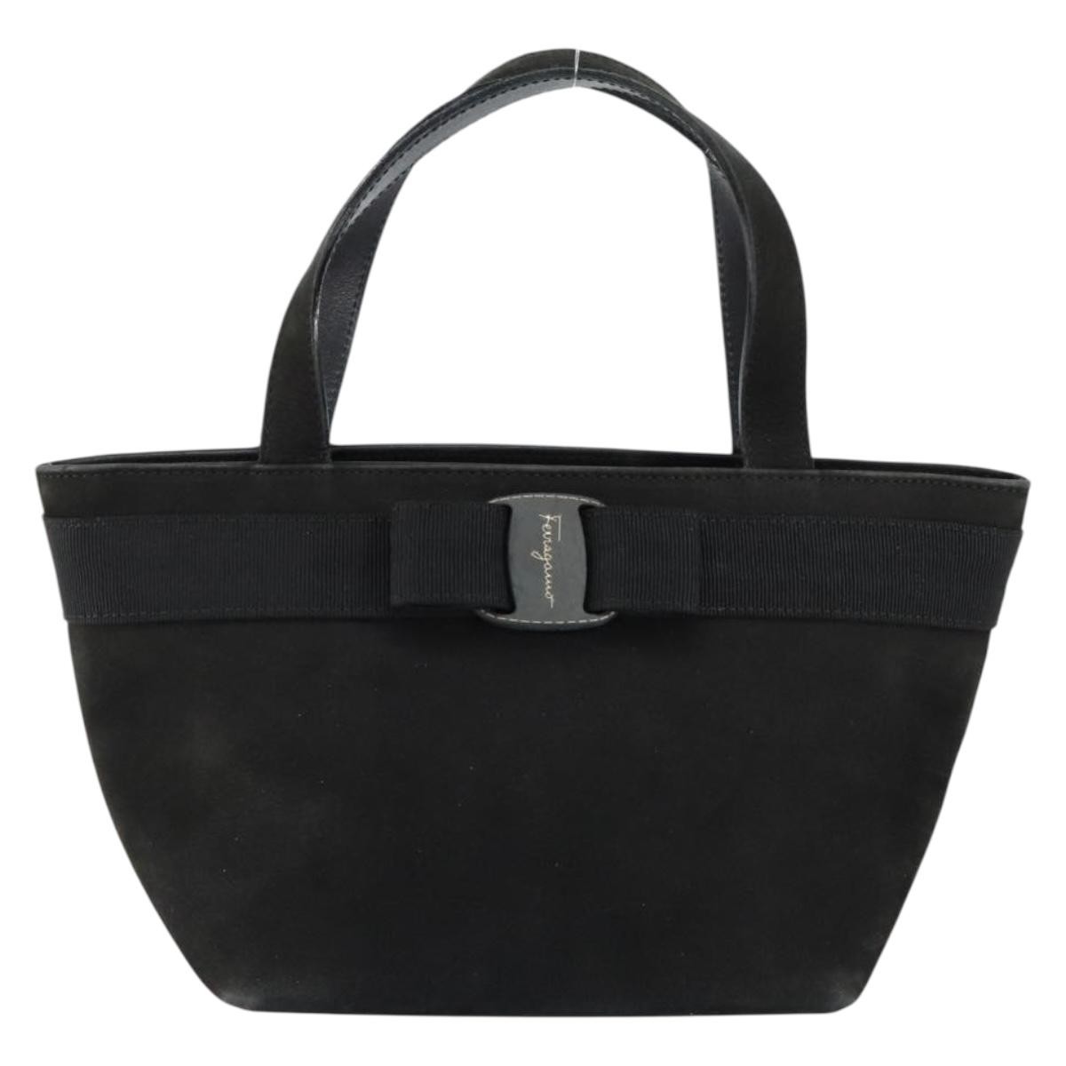 Salvatore Ferragamo Vala Suede Black Suede Handbag (Pre-Owned)