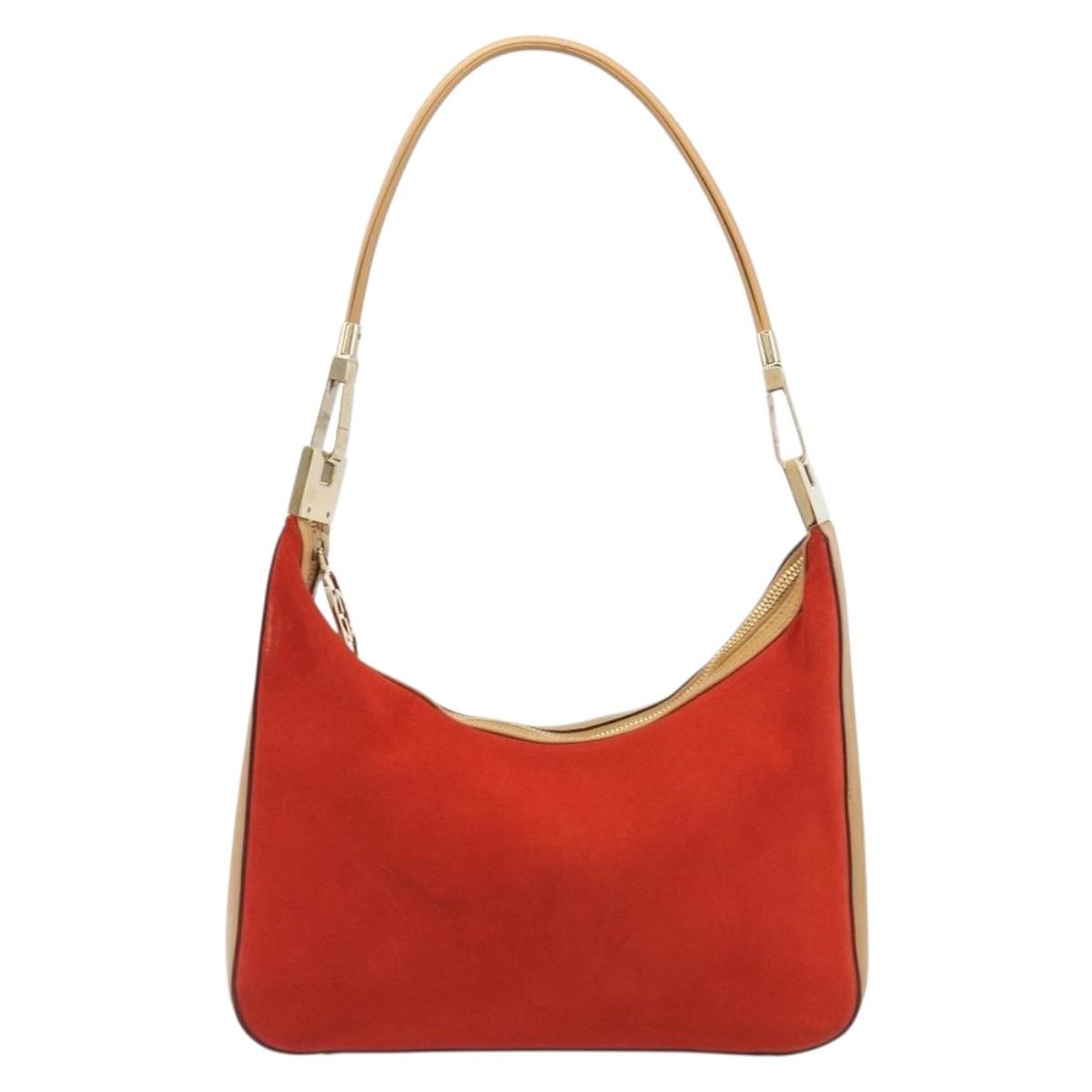 Gucci Vintage Hobo Suede And Leather Red Suede Shoulder Bag Bag (Pre-Owned)