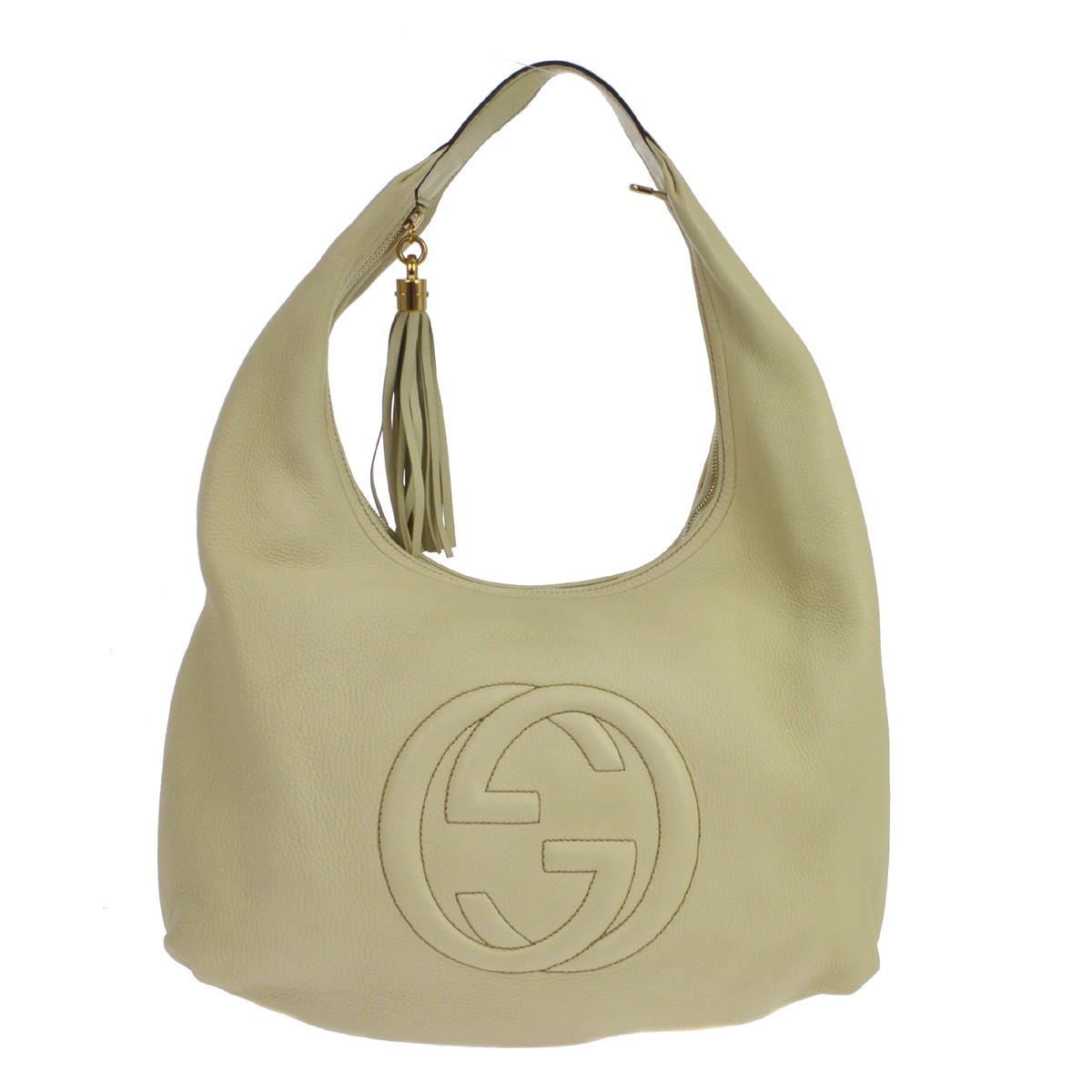 Gucci Soho Hobo Leather Beige Leather Shoulder Bag Bag (Pre-Owned)