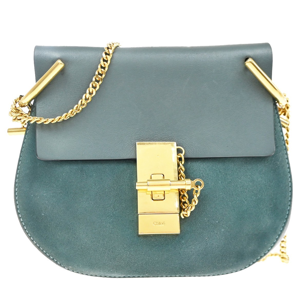 Chloe Drew Leather And Suede Blue Suede Crossbody Bag Bag (Pre-Owned)