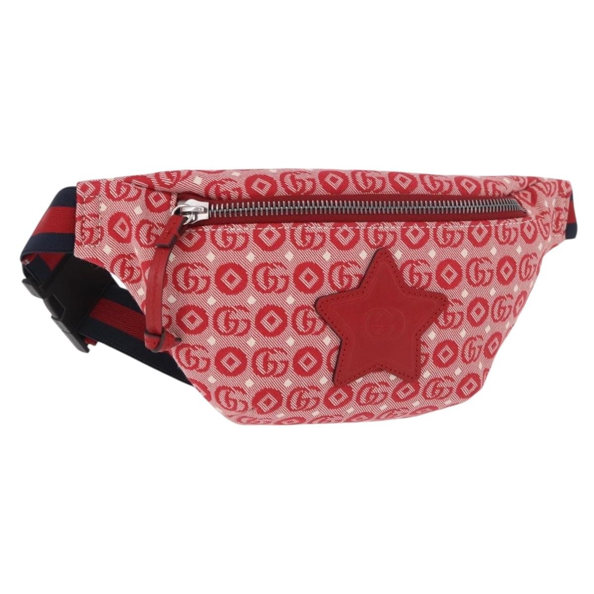 Gucci Children's Belt Printed Gg Coated Canvas Red Canvas Handbag (Pre-Owned)