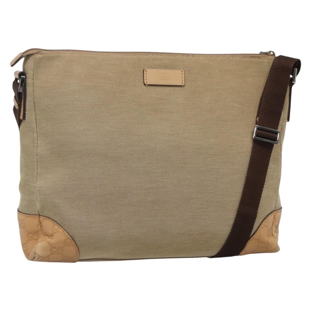 Gucci Original Messenger Gg Canvas And Leather Beige Canvas Shoulder Bag Bag (Pre-Owned)