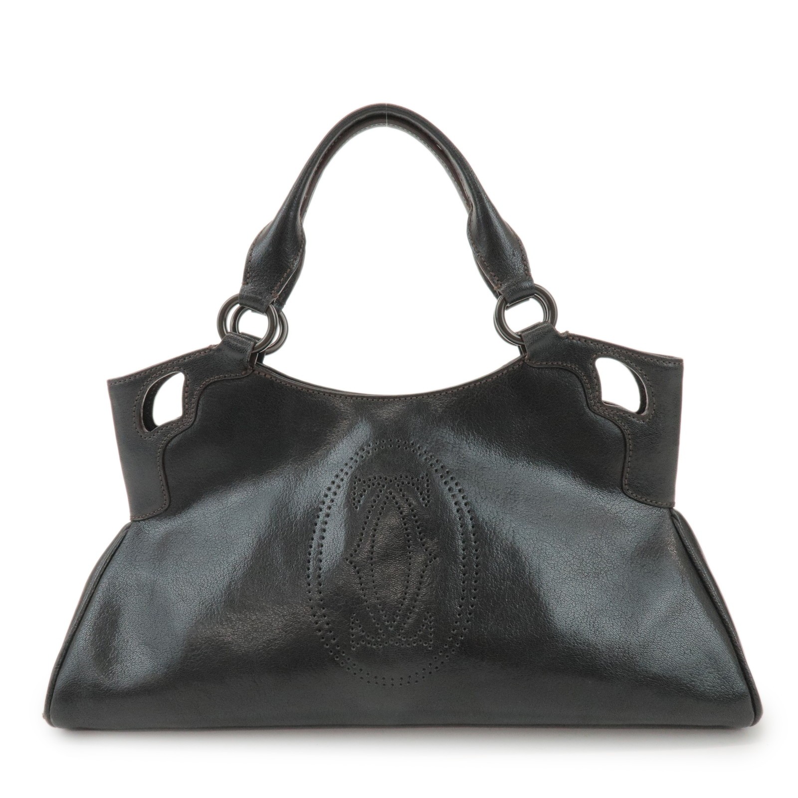 Cartier Marcello Leather Black Leather Handbag (Pre-Owned)