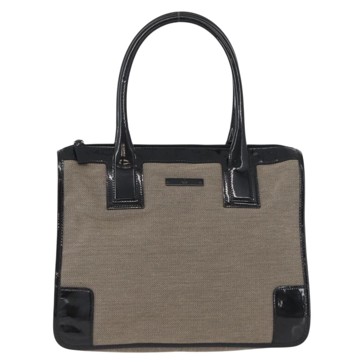 Gucci Vintage Gg Canvas With Leather Beige Canvas Tote Bag Bag (Pre-Owned)
