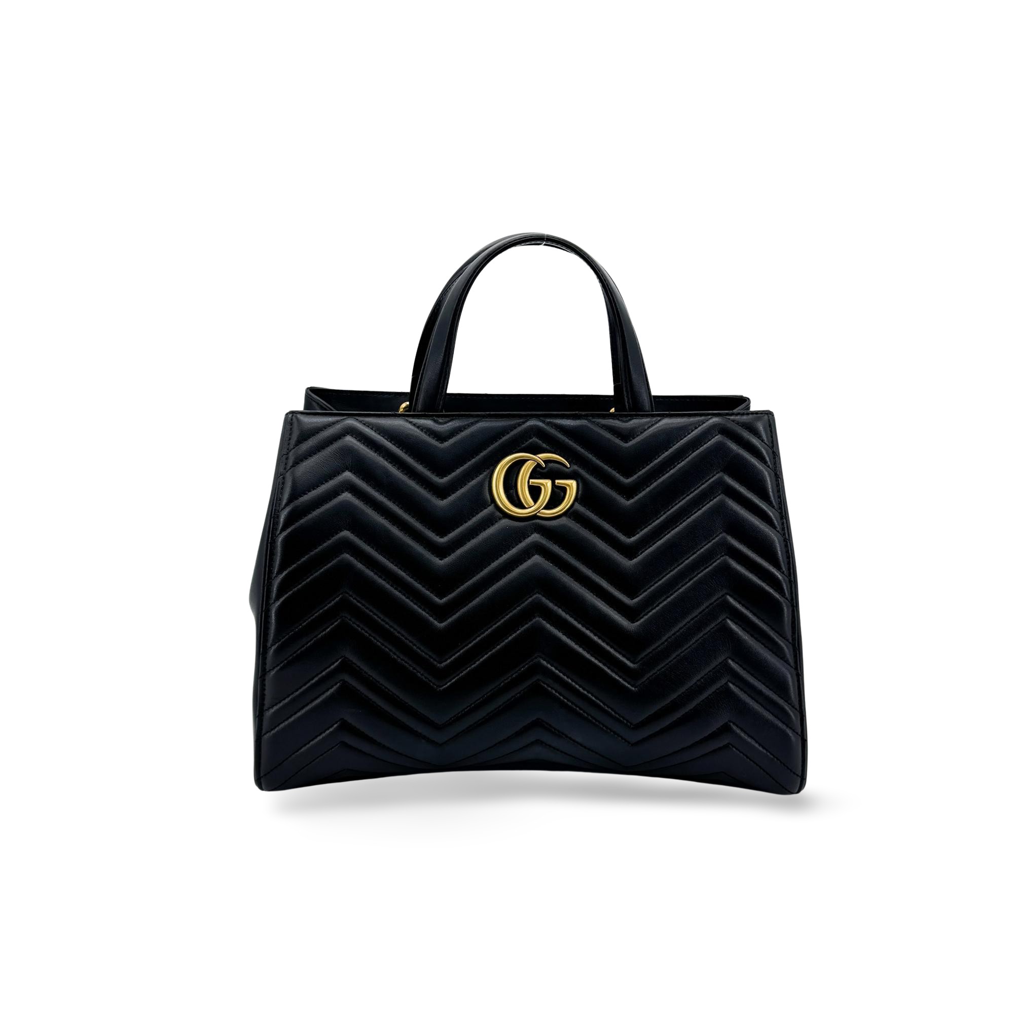Gucci Gg Marmont Matelasse Leather Black Leather Shoulder Bag Bag (Pre-Owned)