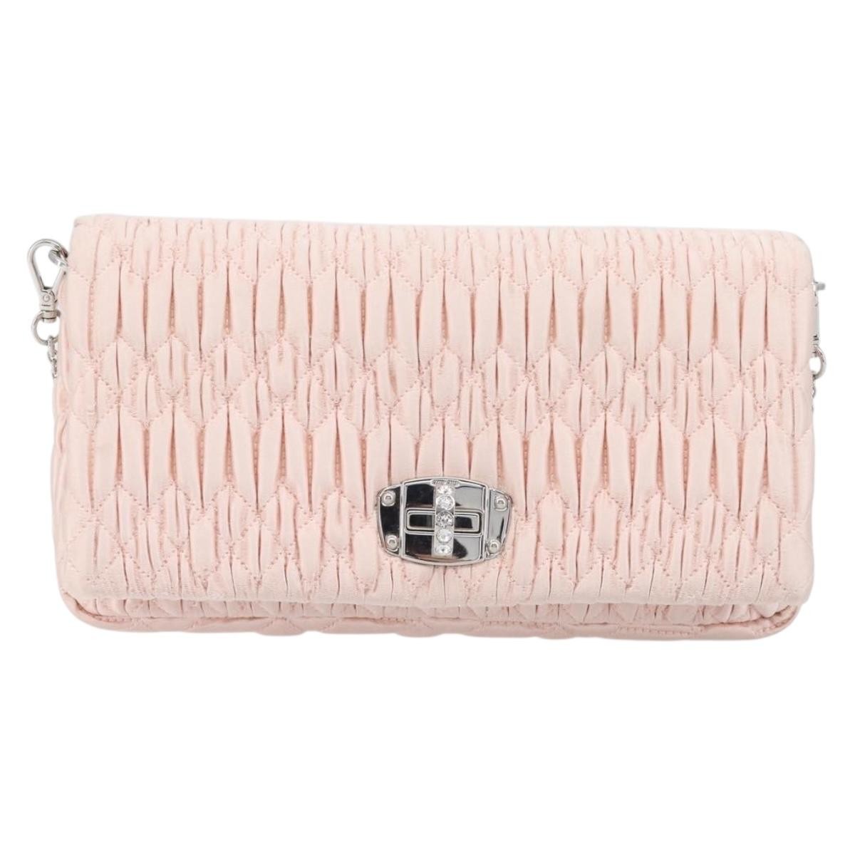 Miu Miu Crystal Full Flap Printed Calf Hair And Matelasse Leather Pink Satin Shoulder Bag Bag (Pre-Owned)