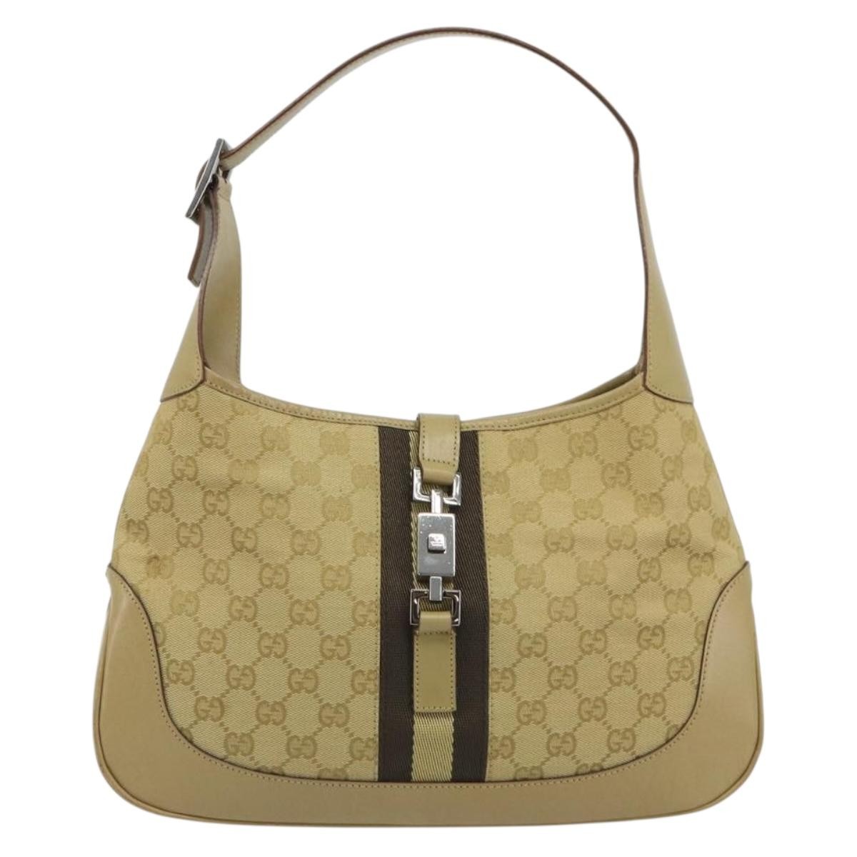 Gucci Web Jackie O Hobo Gg Canvas Beige Canvas Shoulder Bag Bag (Pre-Owned)
