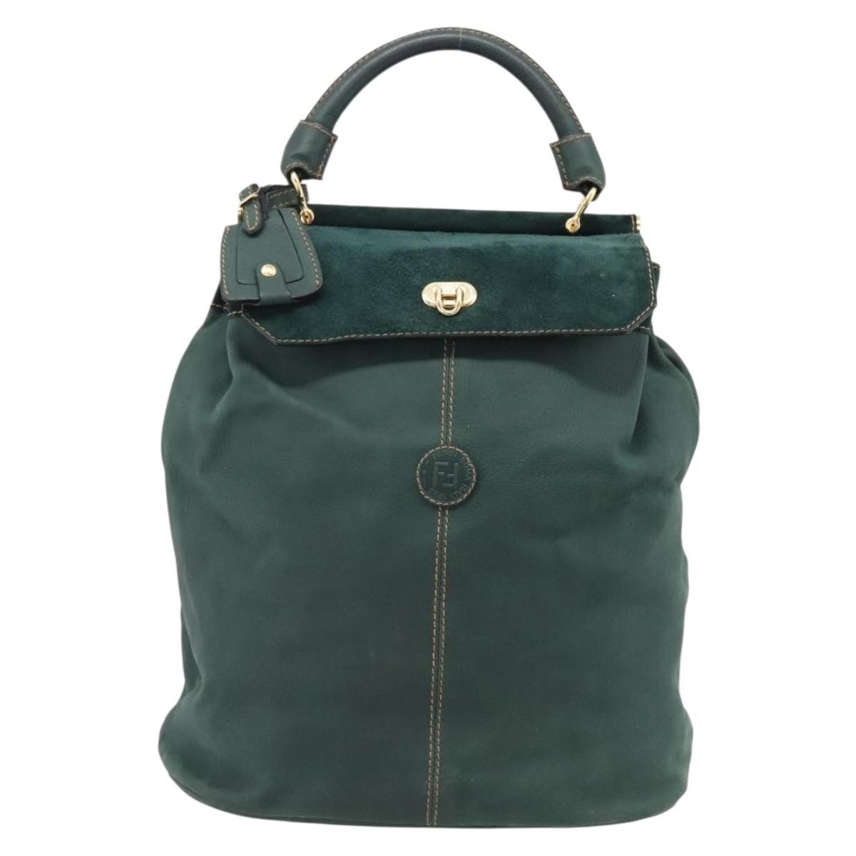 Fendi Handbag Suede Green Suede Handbag (Pre-Owned)