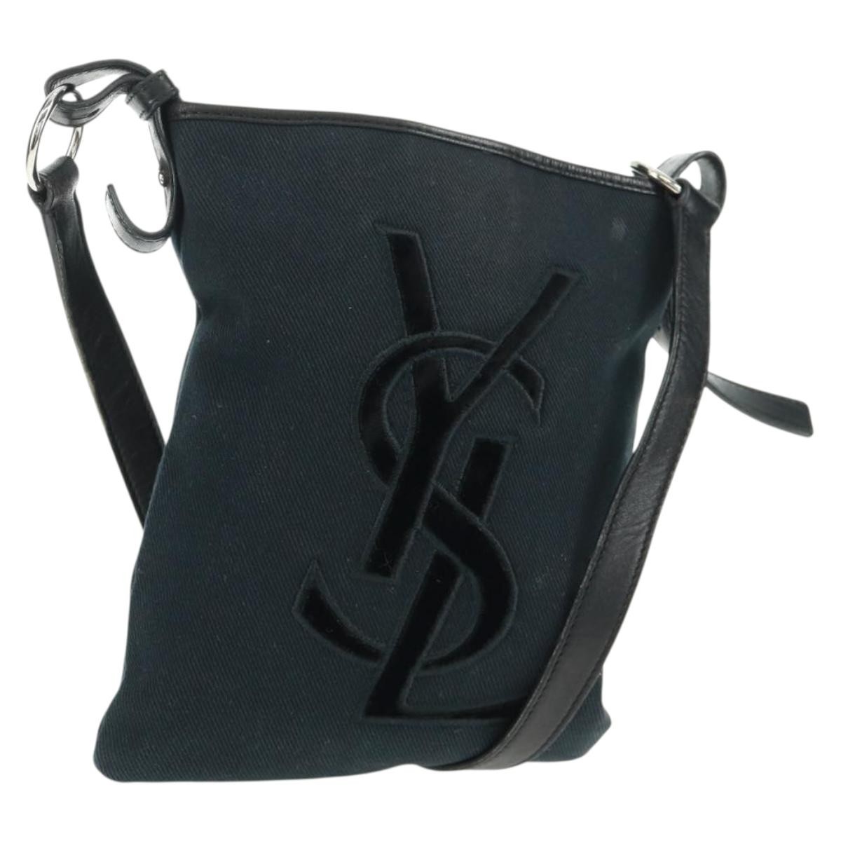 Saint Laurent Vintage Canvas Black Canvas Handbag (Pre-Owned)