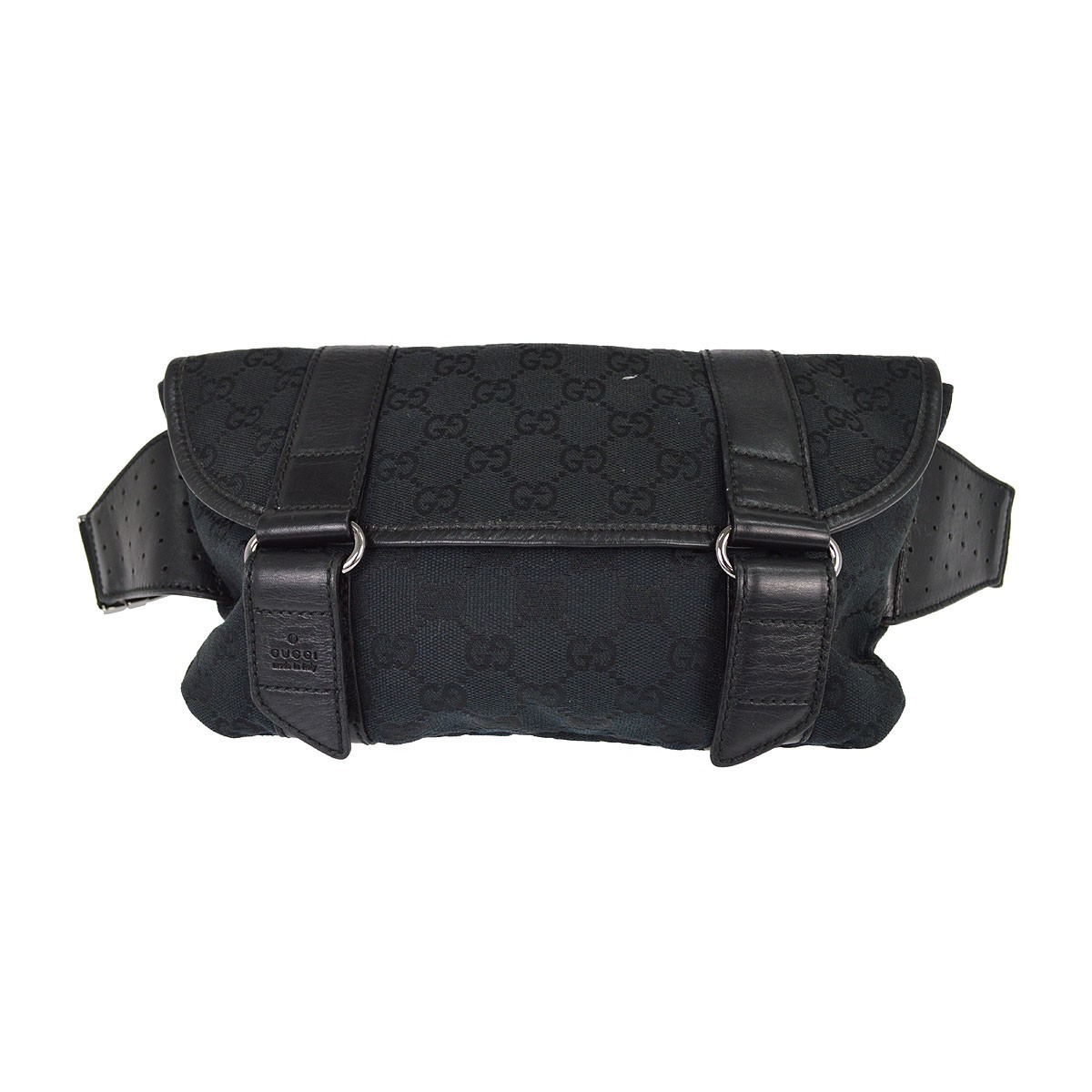 Gucci Waist Belt Bag (Outlet) Gg Canvas And Leather Black Canvas Crossbody Bag Bag (Pre-Owned)