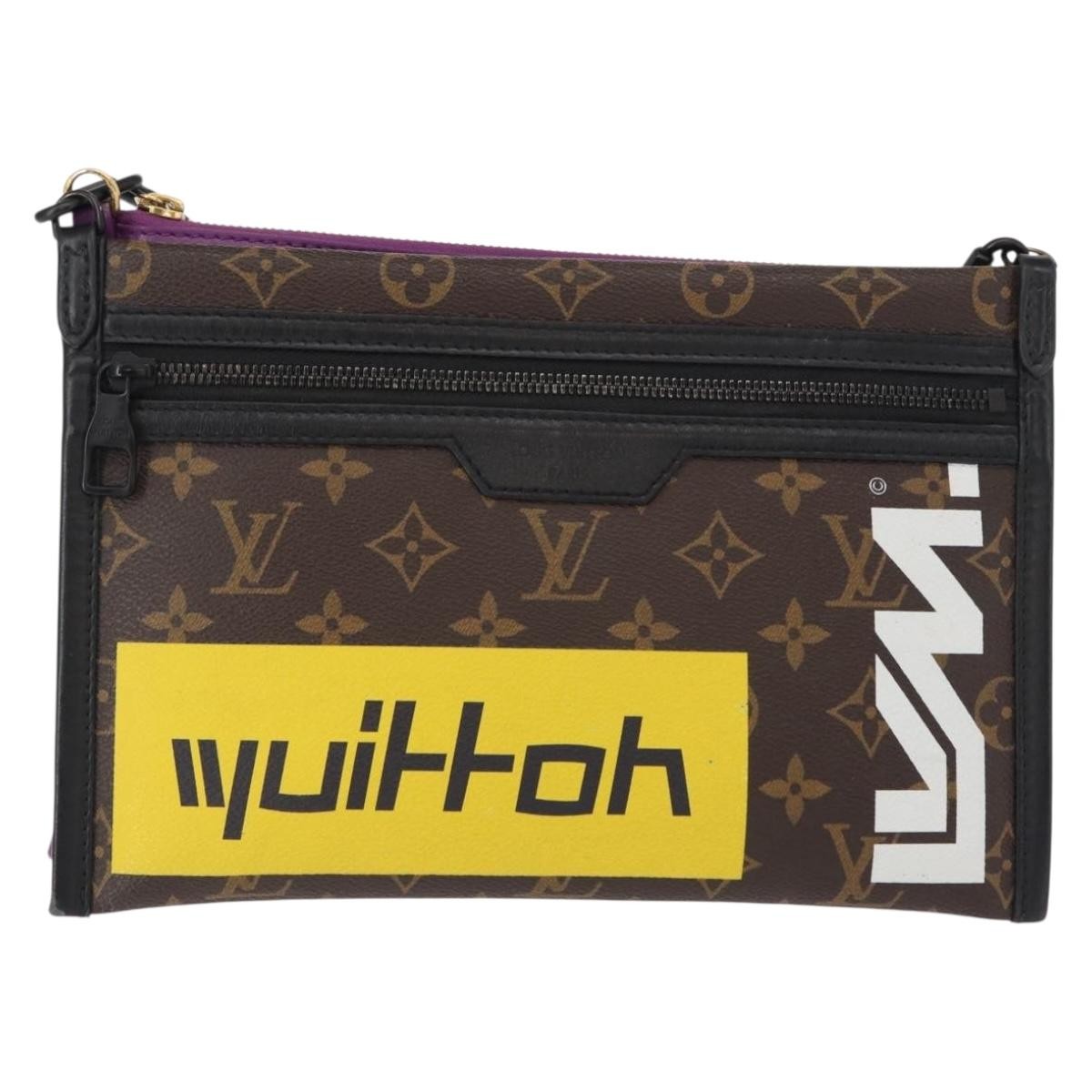 Louis Vuitton Double Flat Messenger Limited Edition Logo Story Monogram Canvas And Denim Multicolour Canvas Handbag (Pre-Owned)