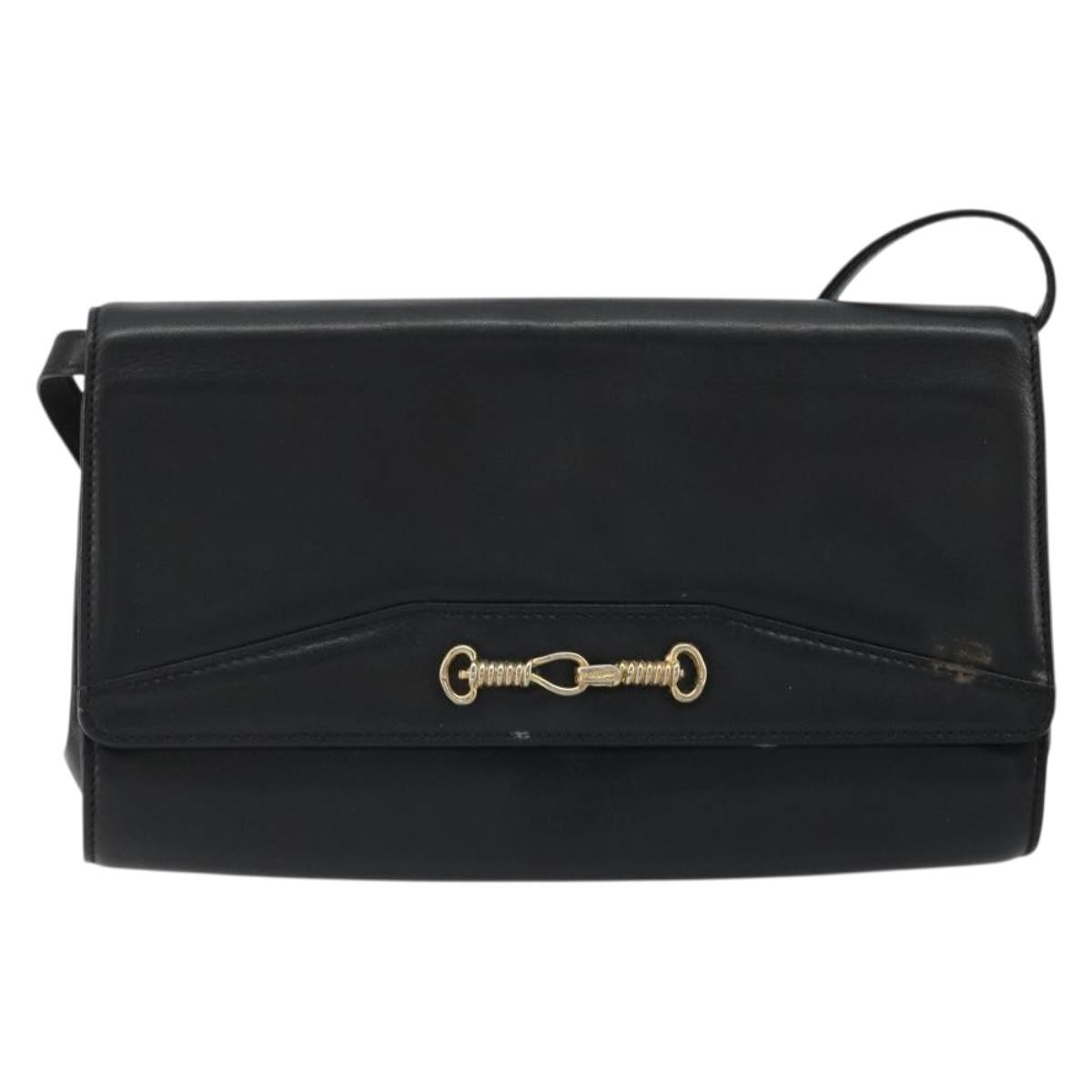 Gucci Vintage Horsebit Sling Suede Black Leather Handbag (Pre-Owned)