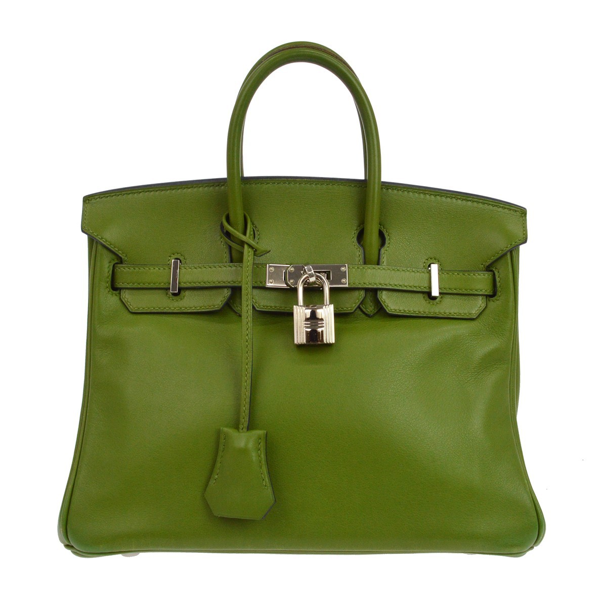 Hermes Birkin Green Swift With Palladium Hardware Green Leather Handbag (Pre-Owned)