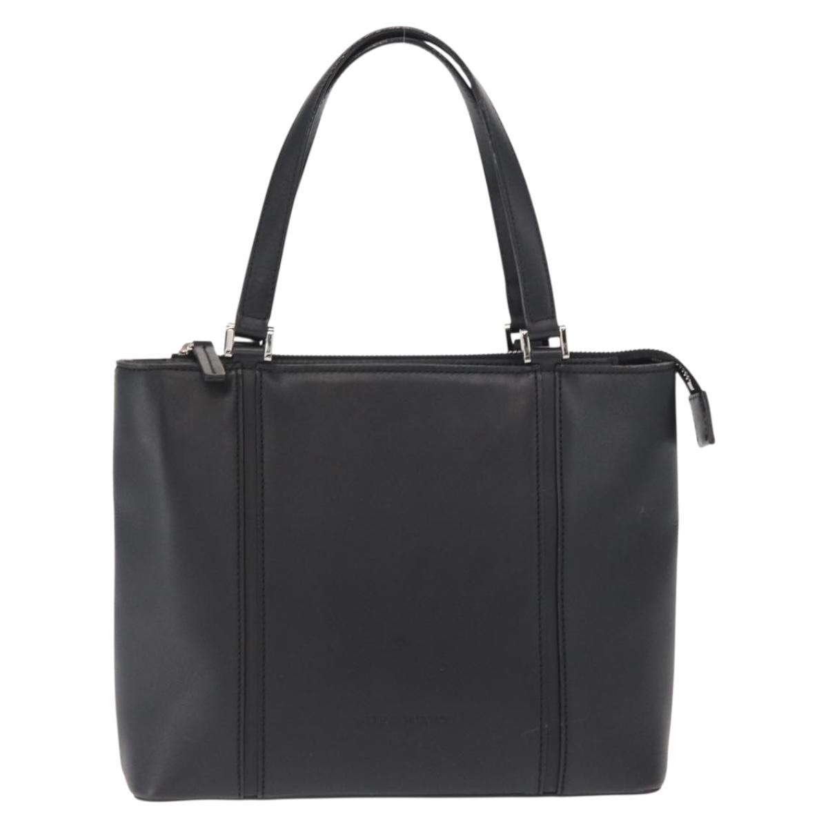 Burberry Vintage Vintage Check Coated Canvas Black Leather Handbag (Pre-Owned)