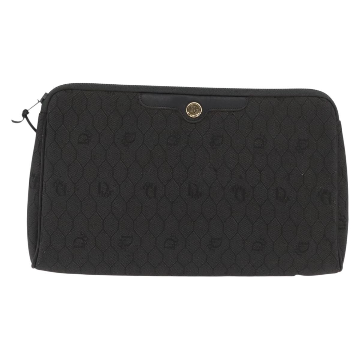 Christian Dior Vintage Honeycomb Zip Coated Canvas Black Canvas Clutche & Pouche Bag (Pre-Owned)