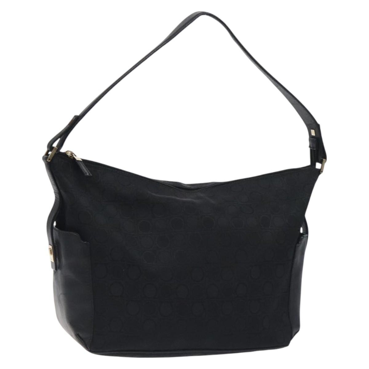 Salvatore Ferragamo Shoulder Bag Canvas Black Canvas Shoulder Bag Bag (Pre-Owned)