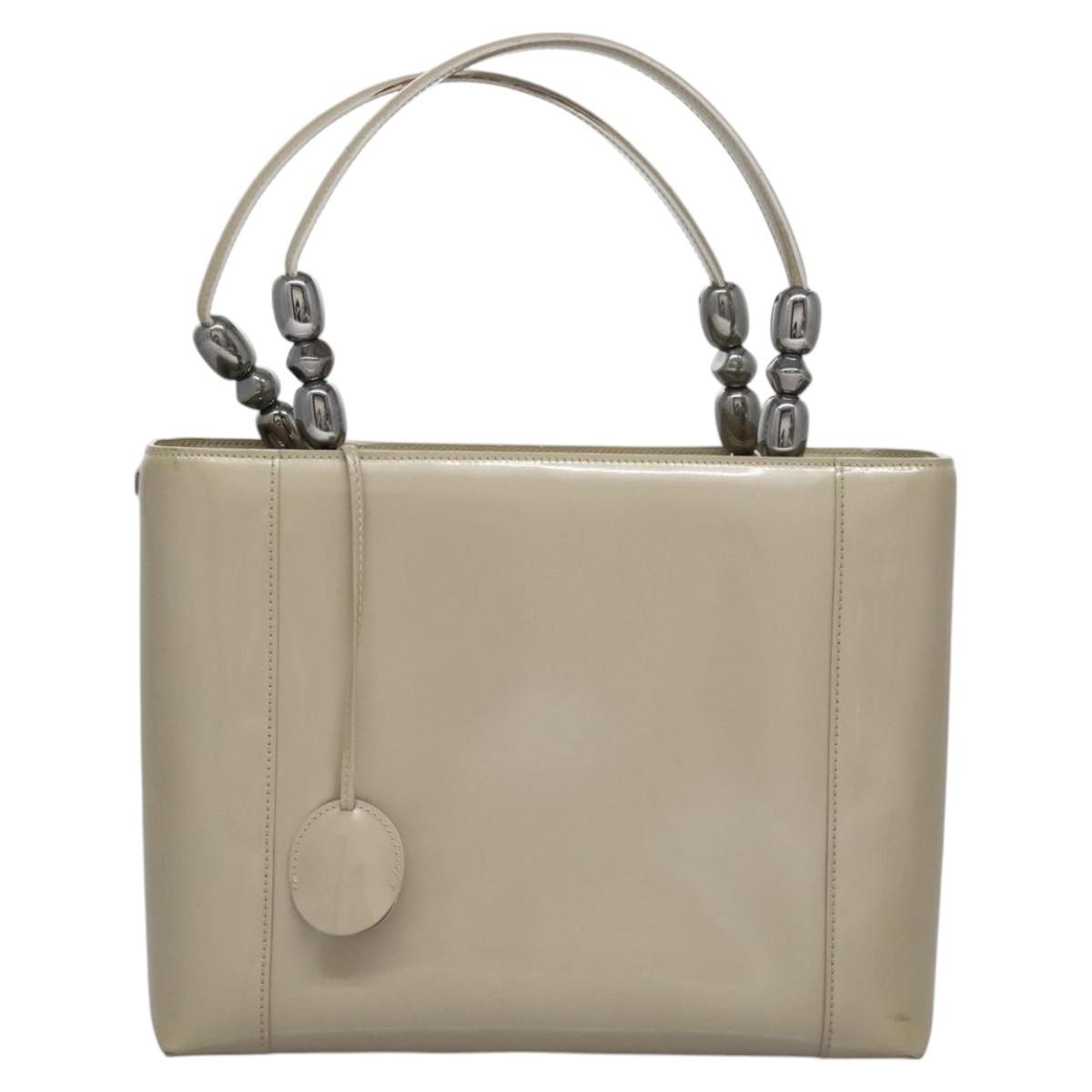 Christian Dior Pearl Lady Dior Patent Leather Beige Patent_Leather Handbag (Pre-Owned)