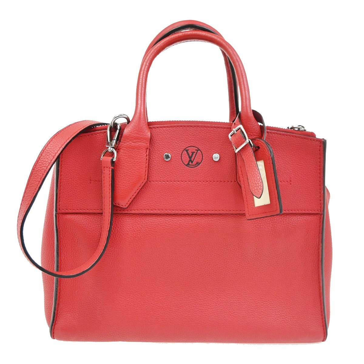 Louis Vuitton City Steamer Leather Red Leather Handbag (Pre-Owned)