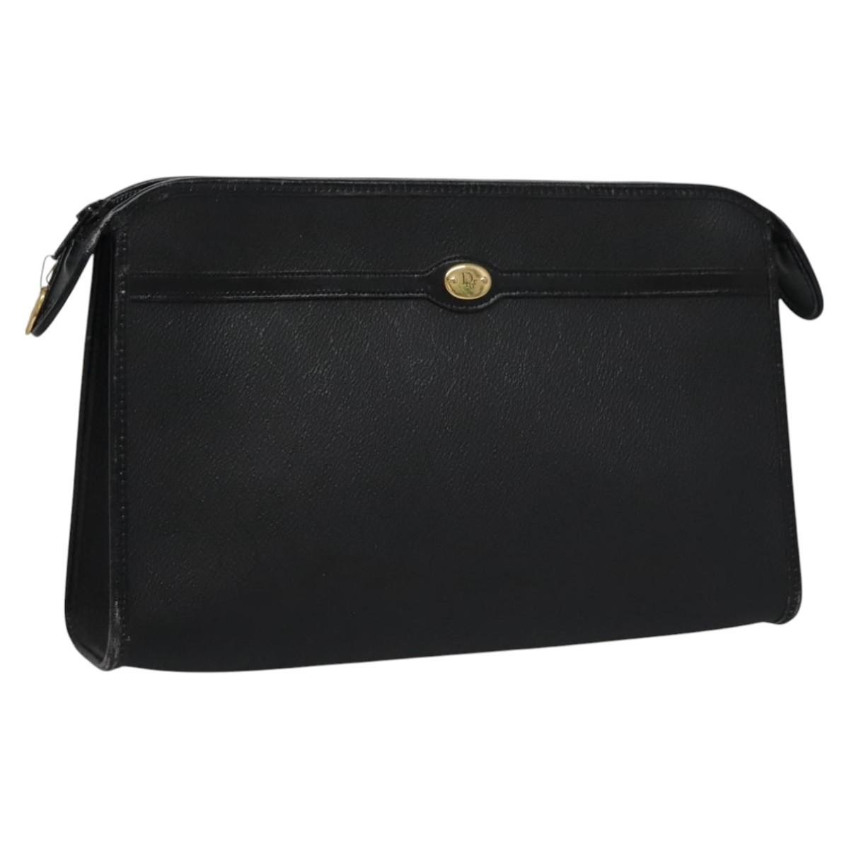 Christian Dior Vintage Honeycomb Zip Coated Canvas Black Canvas Clutche & Pouche Bag (Pre-Owned)
