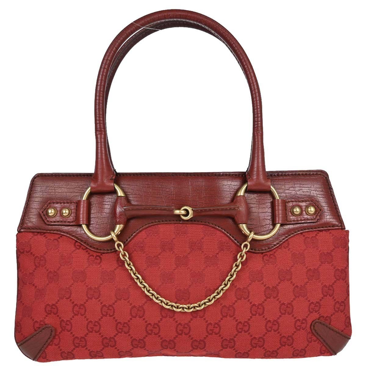Gucci Horsebit Bracket Gg Canvas Red Canvas Tote Bag Bag (Pre-Owned)