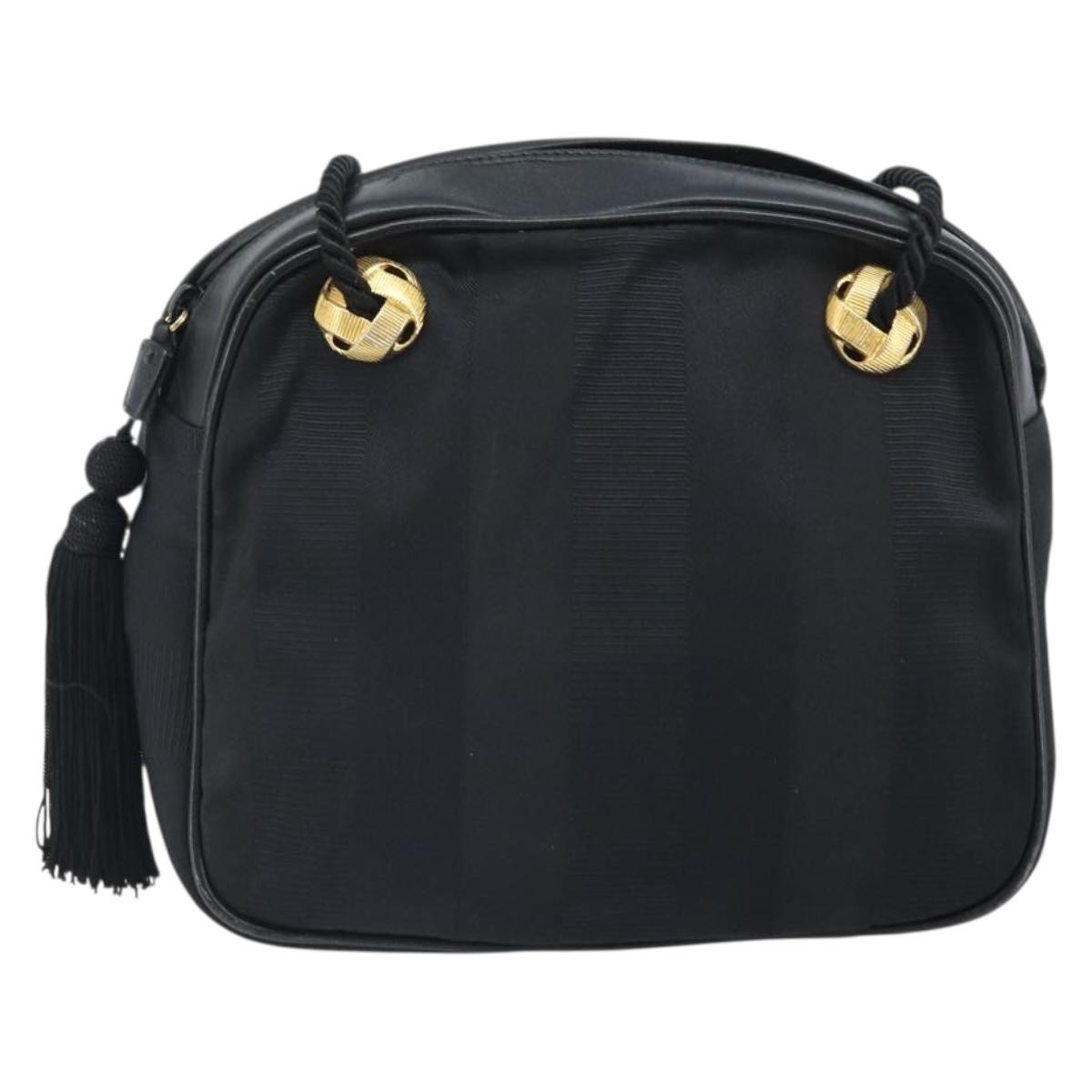Salvatore Ferragamo Vintage Canvas Black Canvas Shoulder Bag Bag (Pre-Owned)